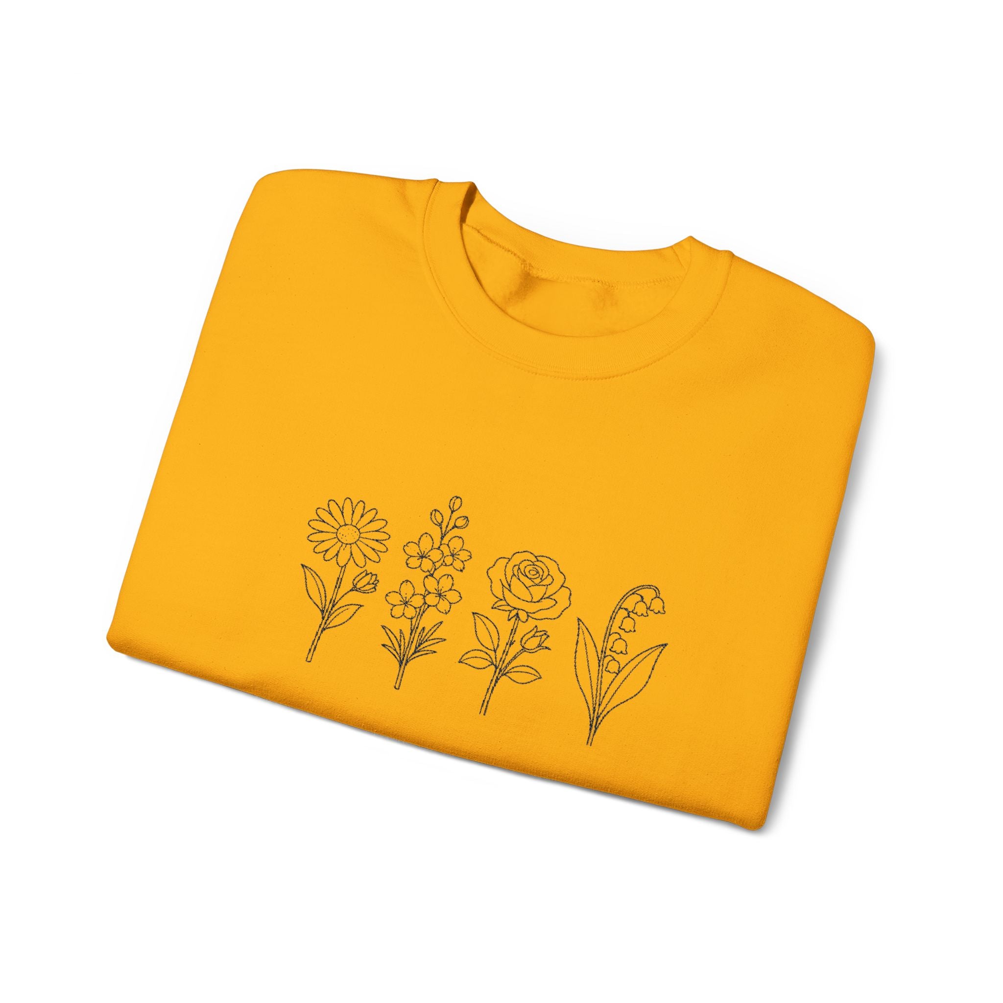 Floral Line Art Crewneck Sweatshirt