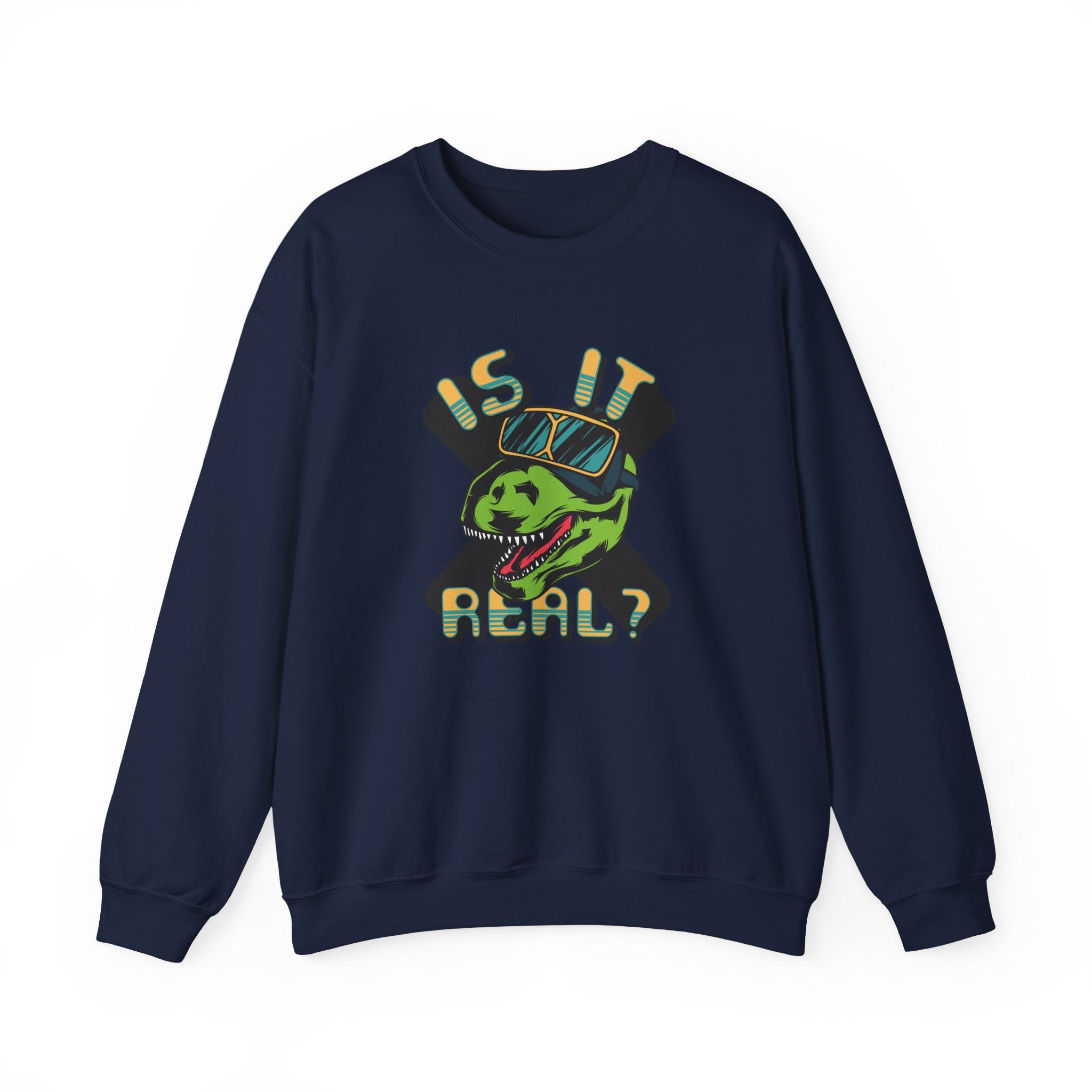 Is It Real? T-Rex in AR Headset | Crewneck Sweatshirt
