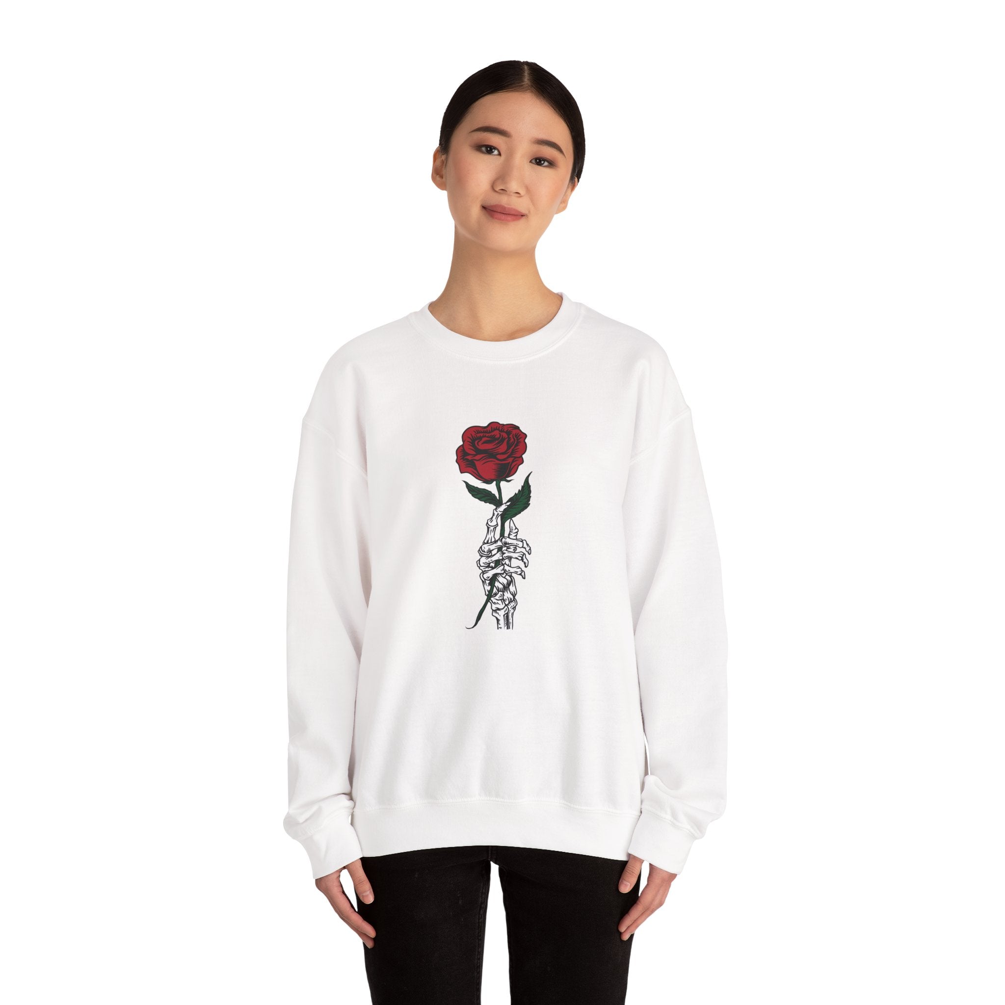 Rose in Skeleton Hand | Crewneck Sweatshirt