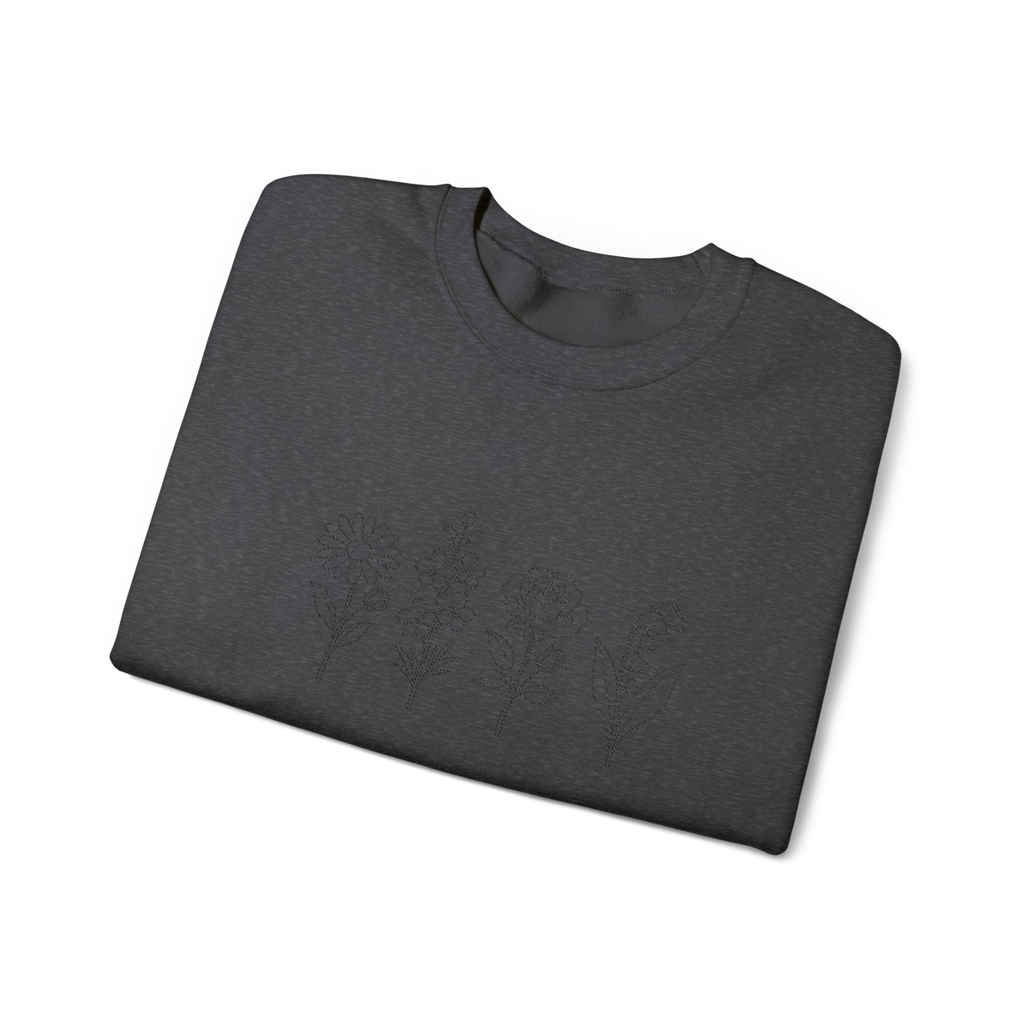 Floral Line Art Crewneck Sweatshirt