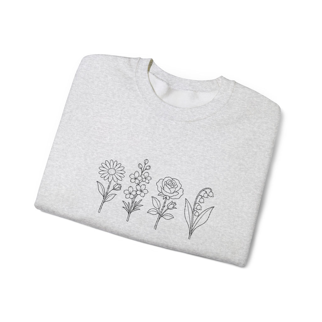 Floral Line Art Crewneck Sweatshirt