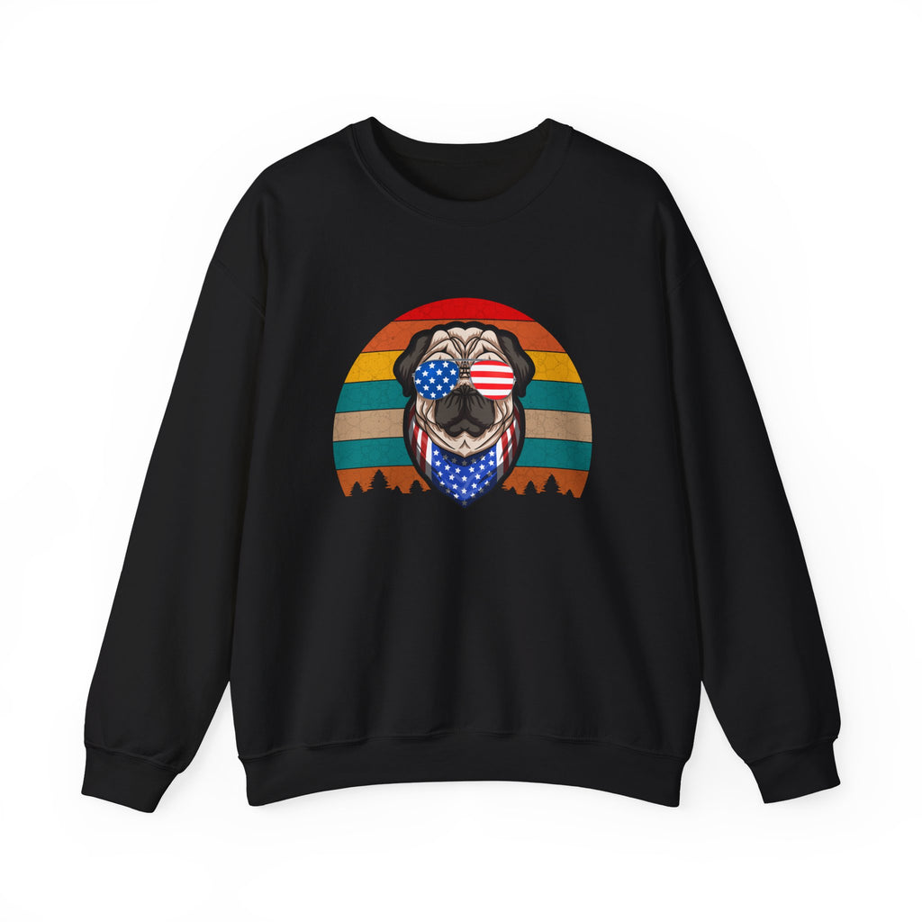 Pug With Trees 4th of July | Crewneck Sweatshirt