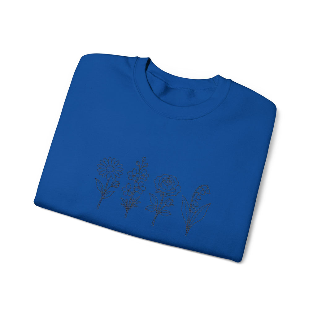 Floral Line Art Crewneck Sweatshirt