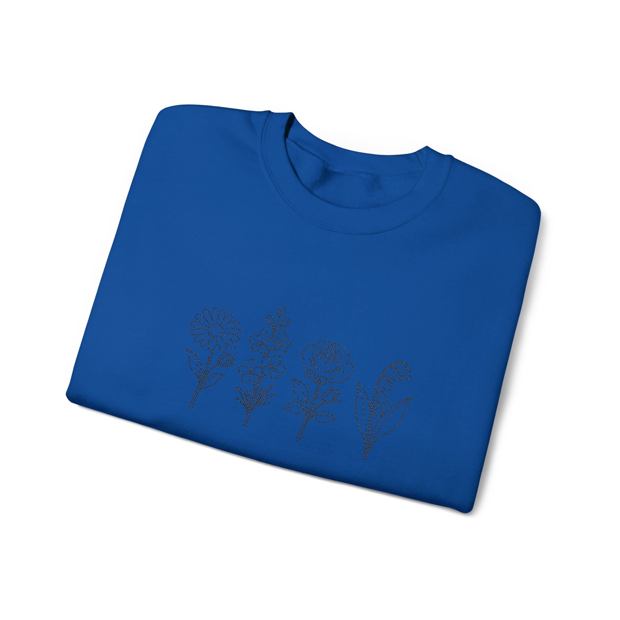 Floral Line Art Crewneck Sweatshirt