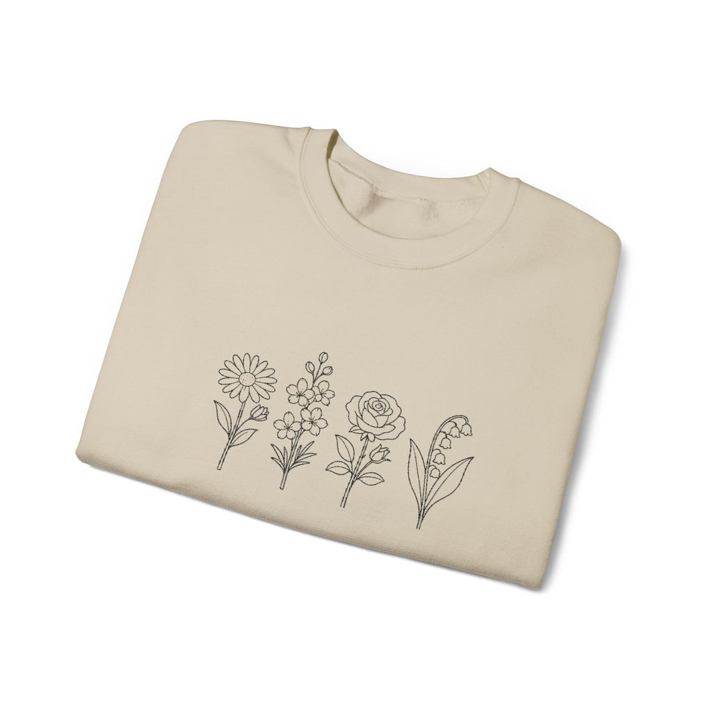 Floral Line Art Crewneck Sweatshirt
