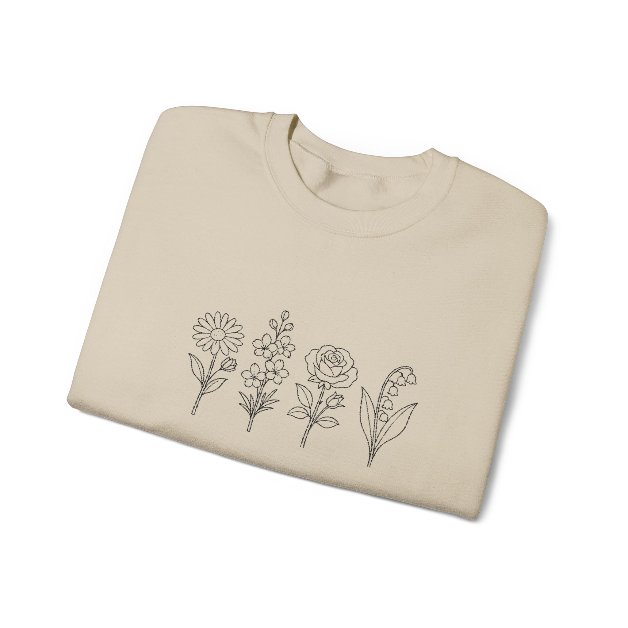 Floral Line Art Crewneck Sweatshirt