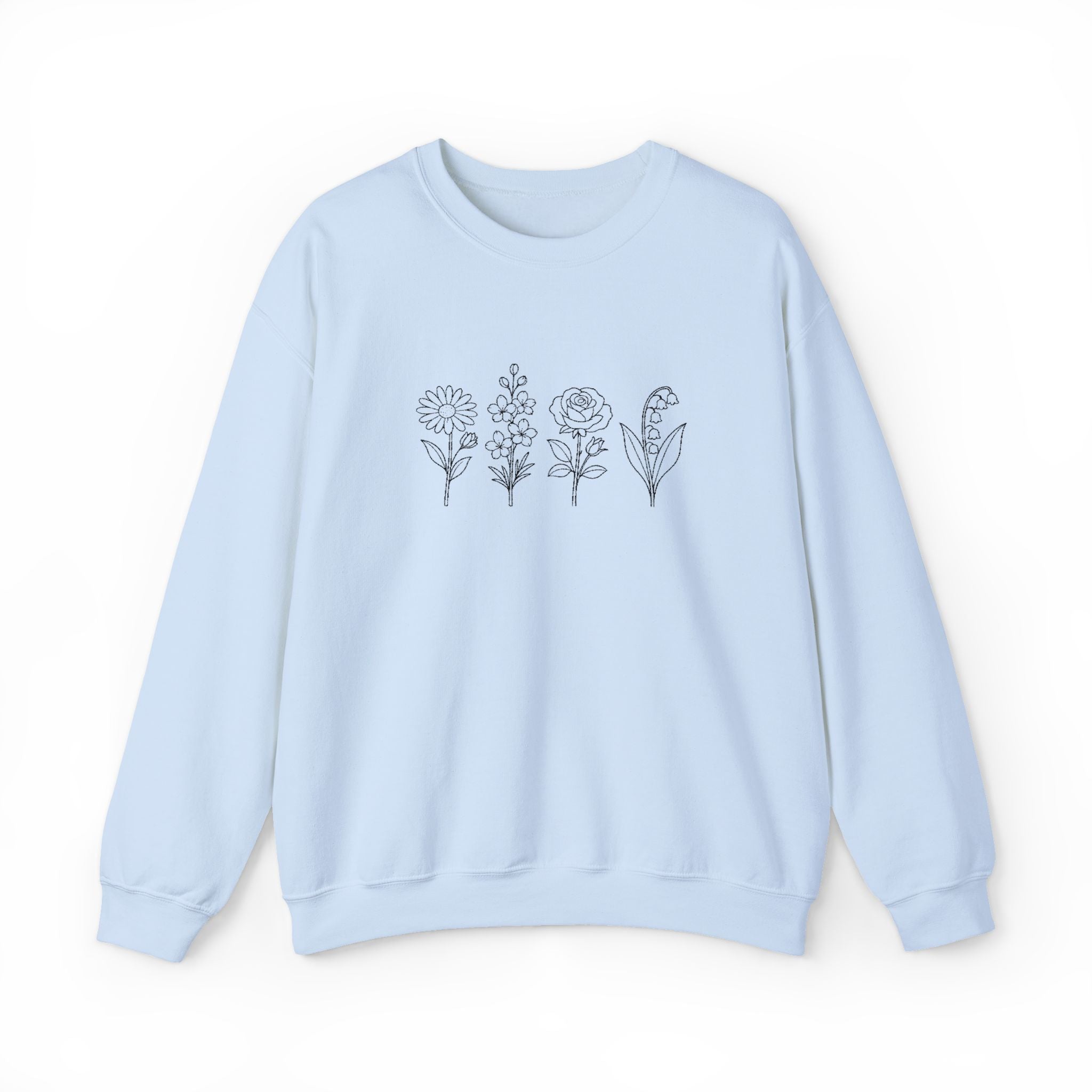 Floral Line Art Crewneck Sweatshirt