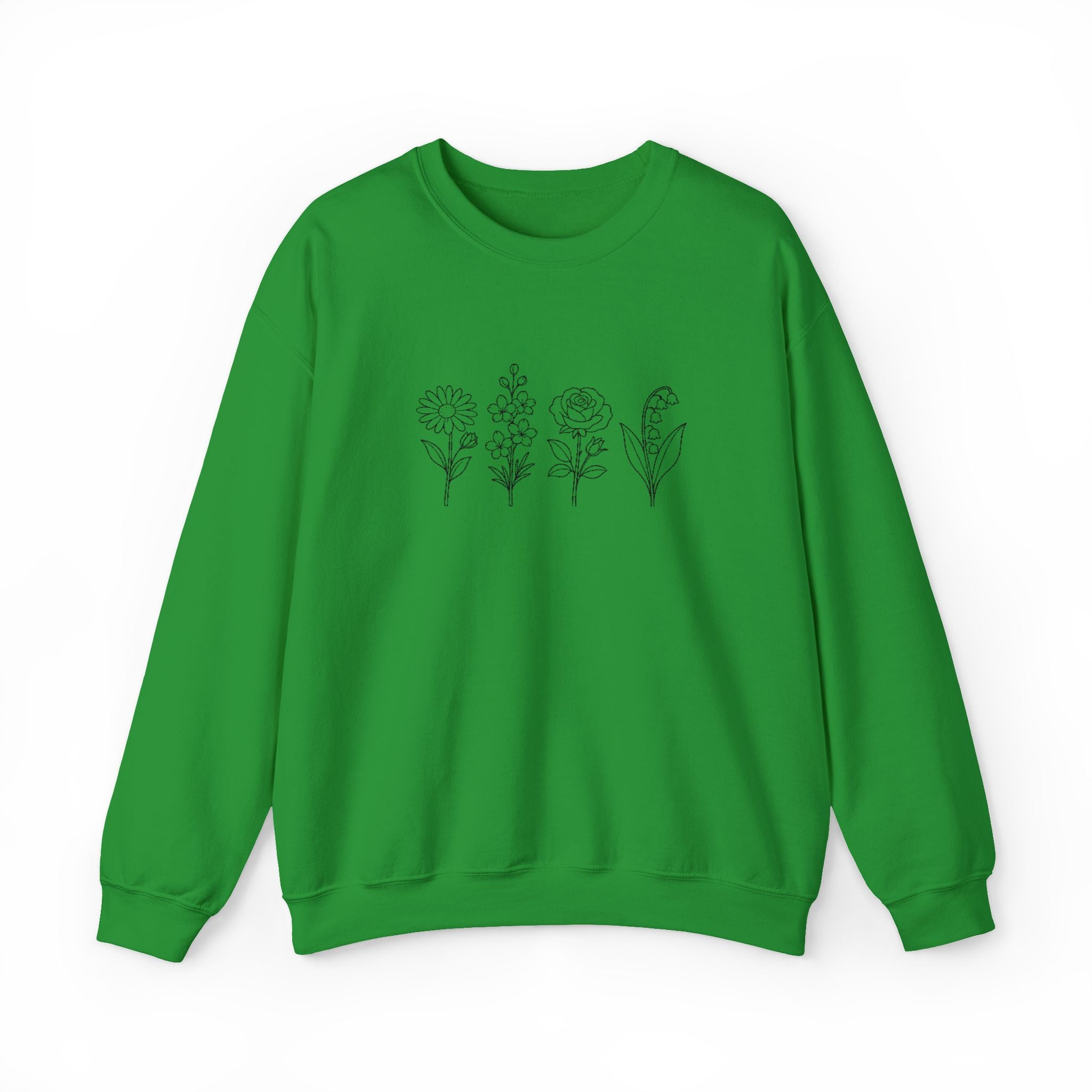Floral Line Art Crewneck Sweatshirt