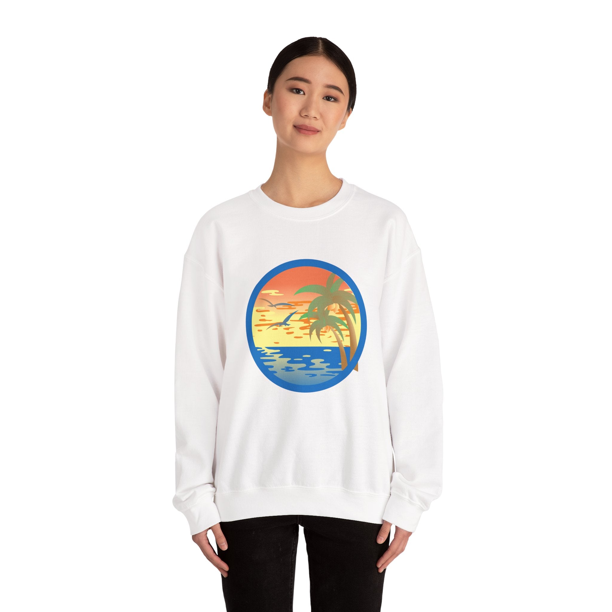 Colored Sunset and Beach | Crewneck Sweatshirt