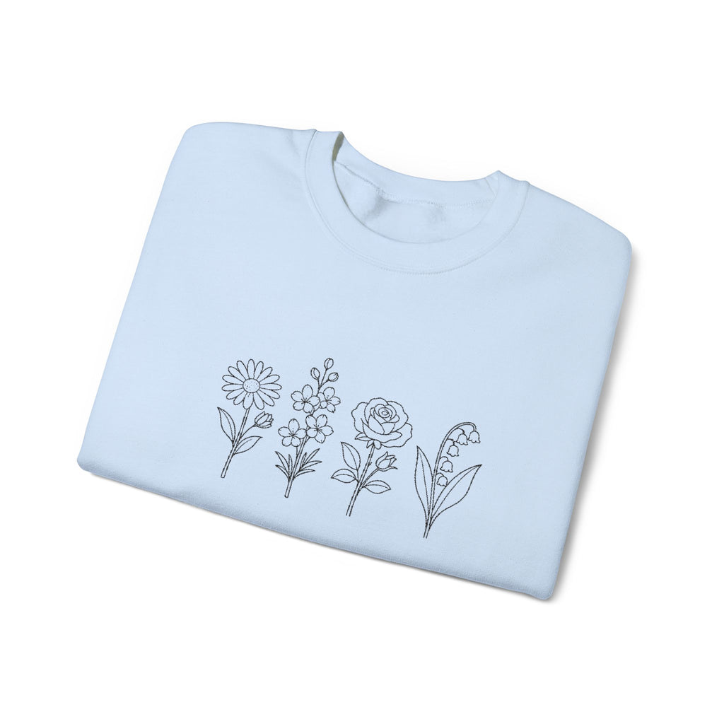 Floral Line Art Crewneck Sweatshirt