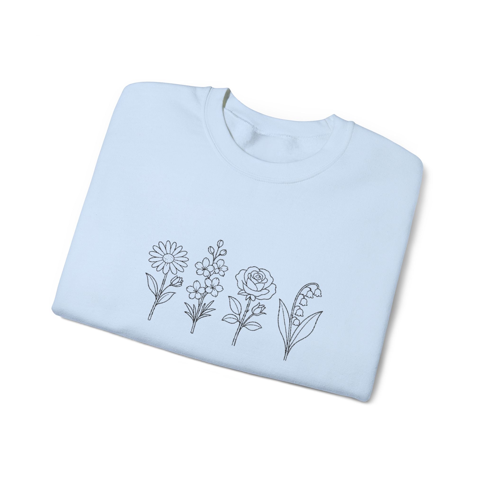 Floral Line Art Crewneck Sweatshirt