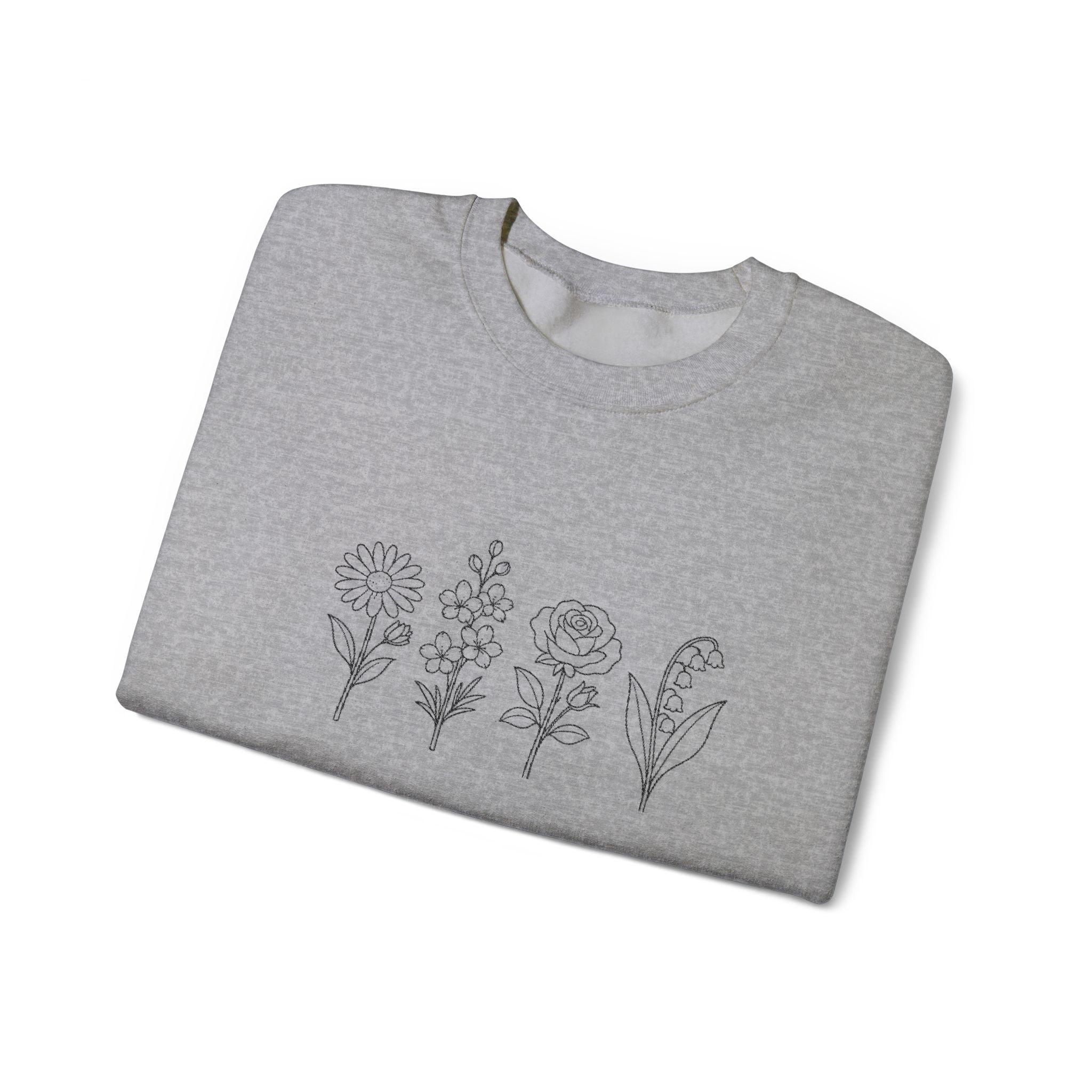 Floral Line Art Crewneck Sweatshirt
