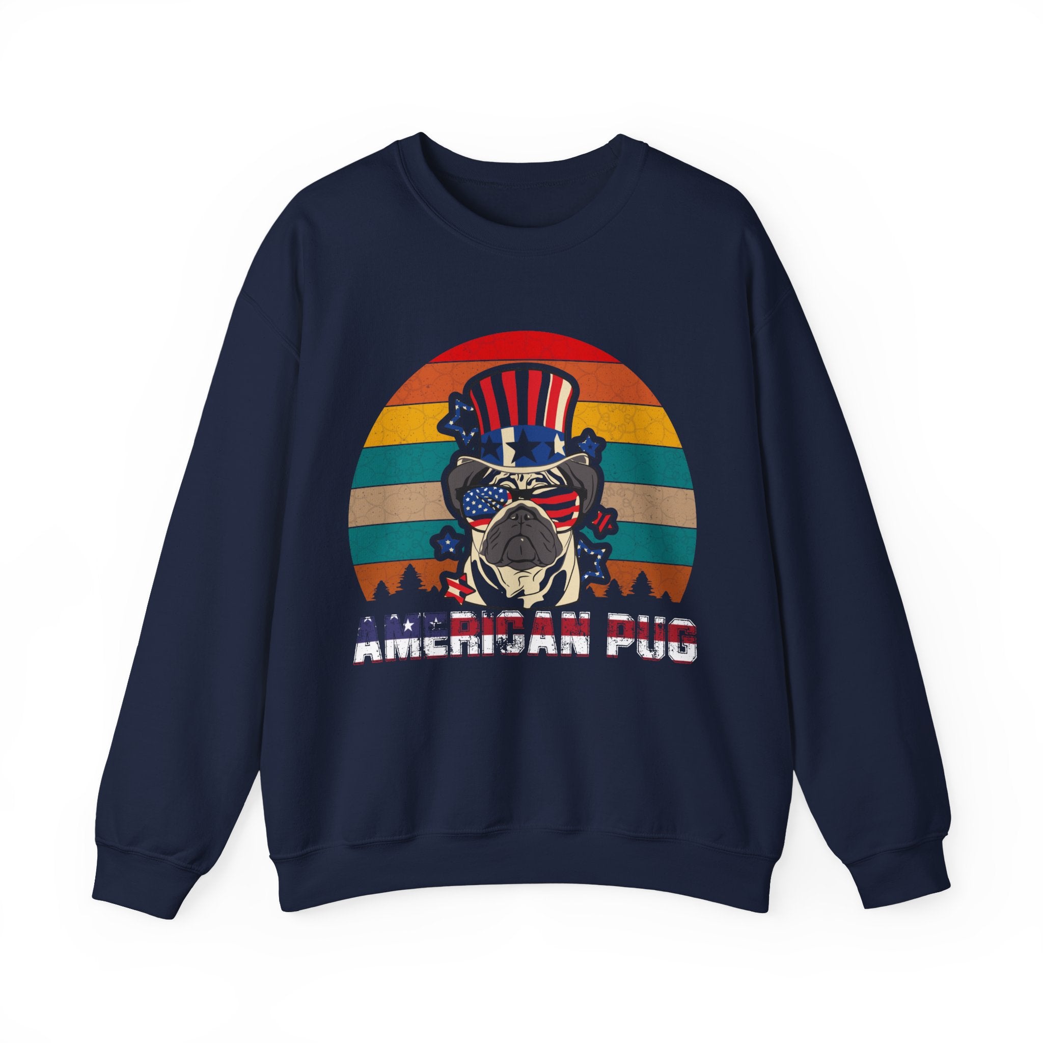 American White Pug Dog | Crewneck Sweatshirt