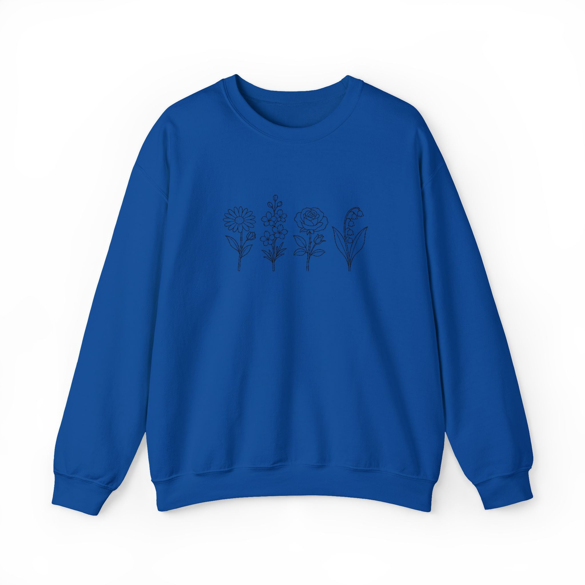 Floral Line Art Crewneck Sweatshirt