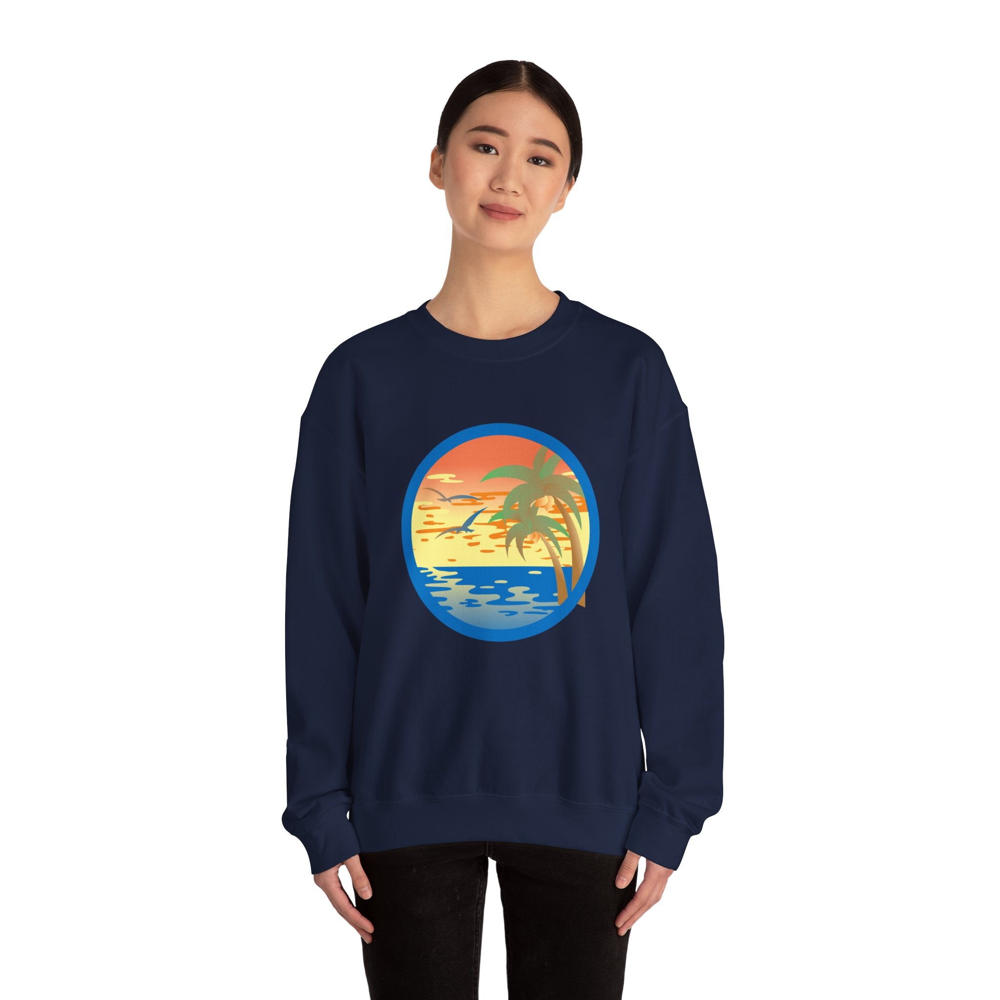 Colored Sunset and Beach | Crewneck Sweatshirt