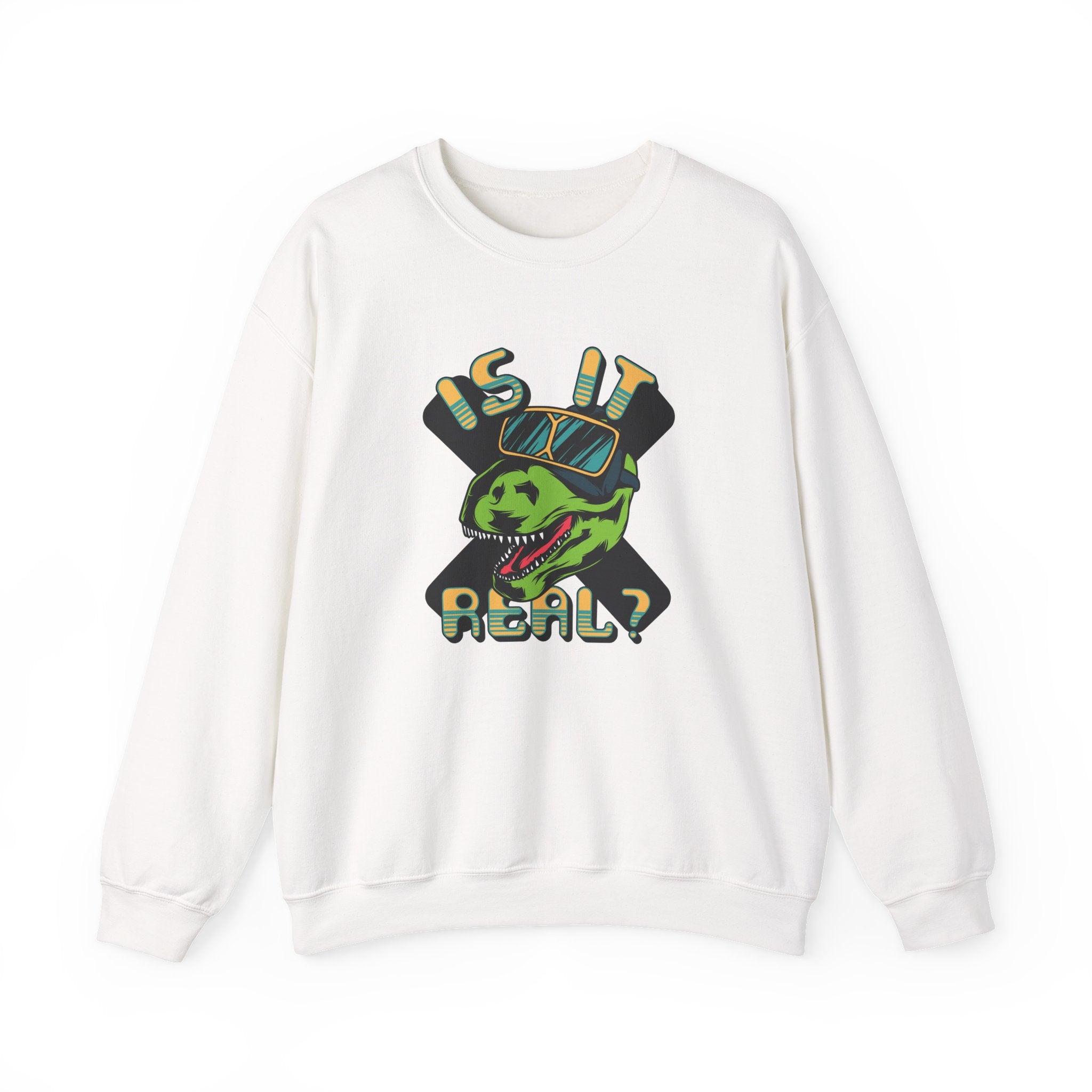 Is It Real? T-Rex in AR Headset | Crewneck Sweatshirt