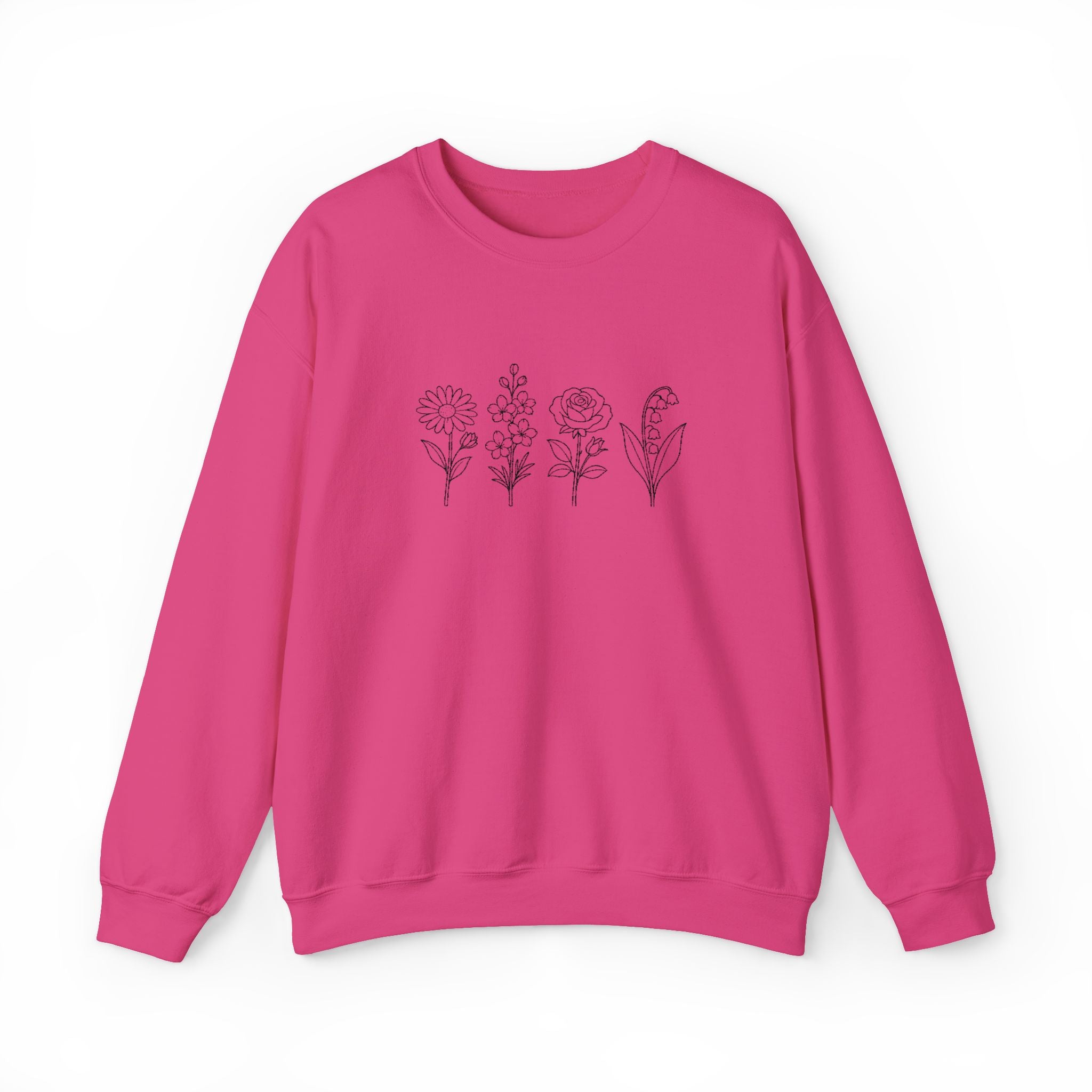 Floral Line Art Crewneck Sweatshirt