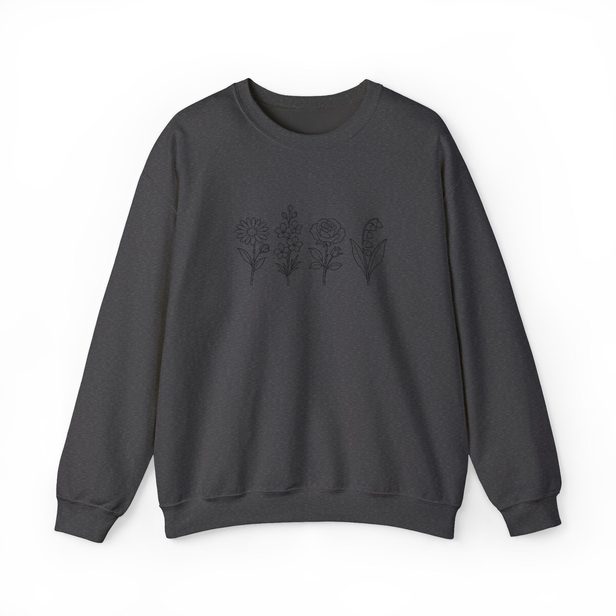 Floral Line Art Crewneck Sweatshirt