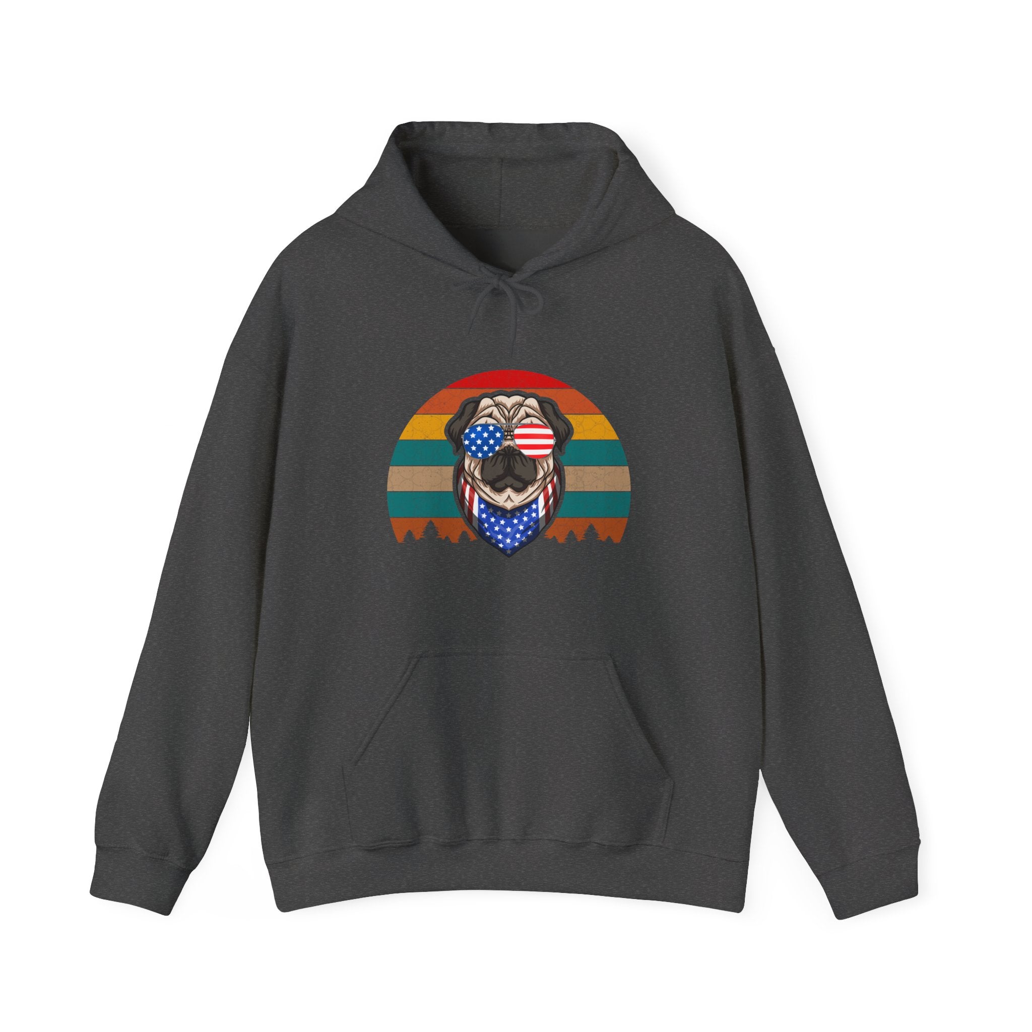 Pug With Trees 4th of July | Hoodie