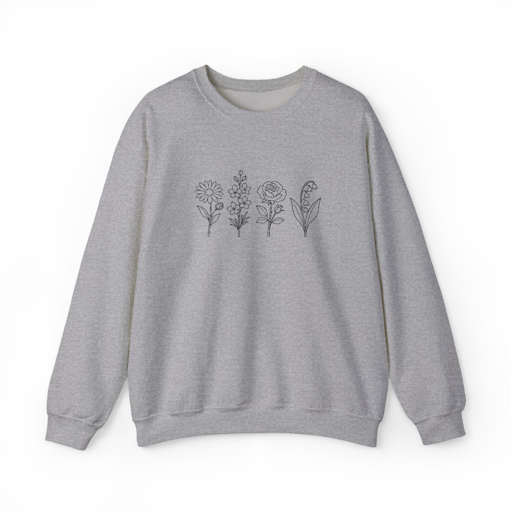 Floral Line Art Crewneck Sweatshirt