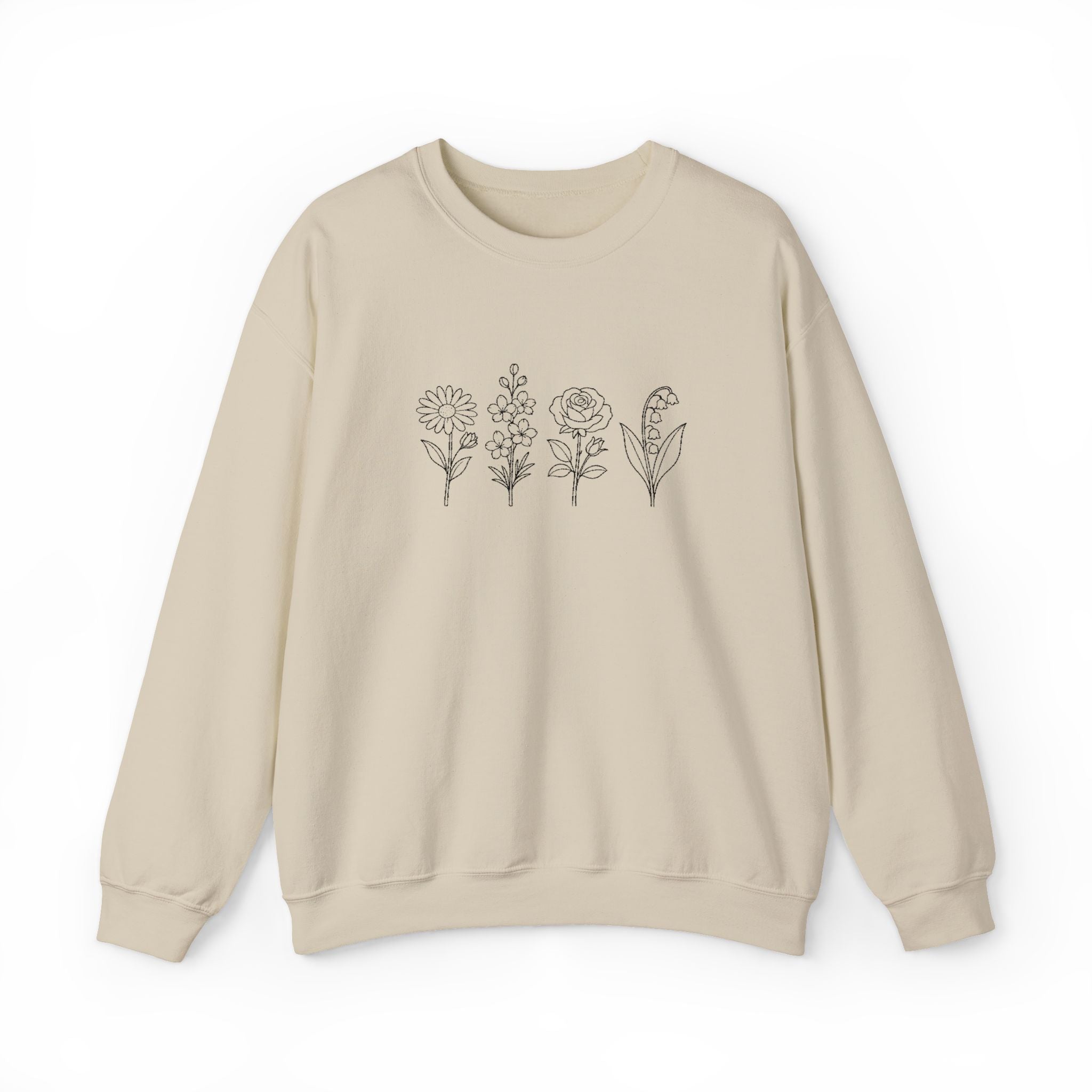 Floral Line Art Crewneck Sweatshirt