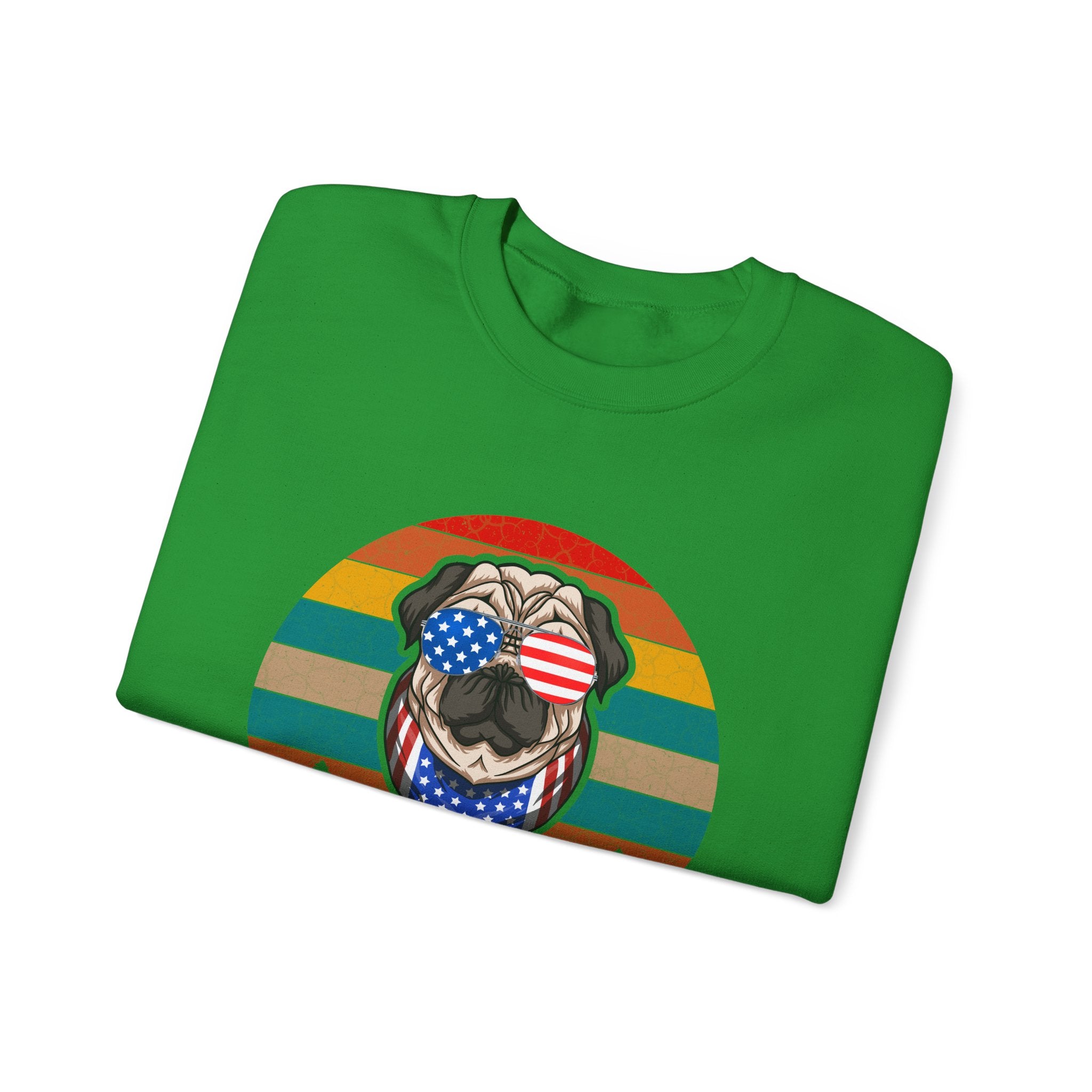 Pug With Trees 4th of July | Crewneck Sweatshirt