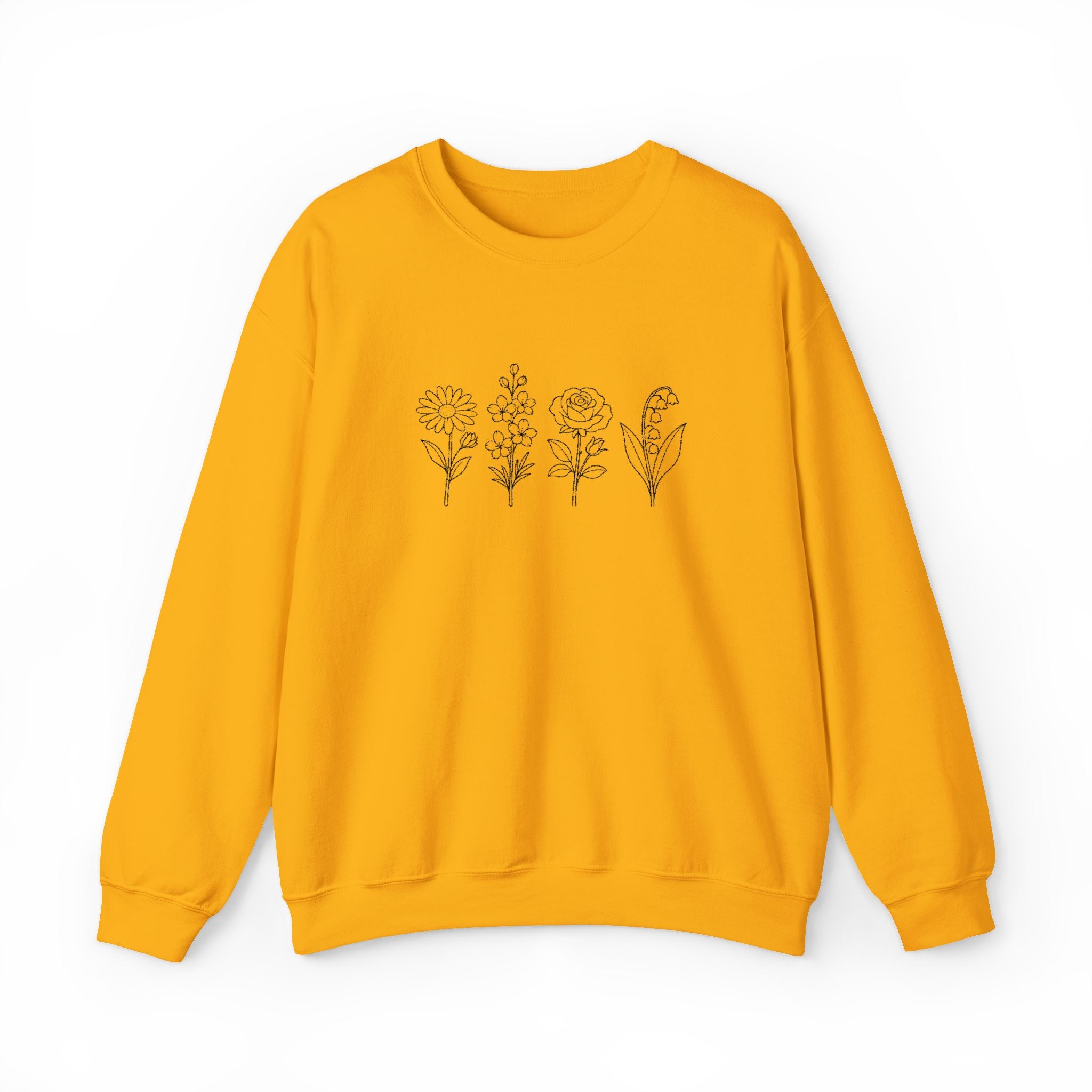 Floral Line Art Crewneck Sweatshirt
