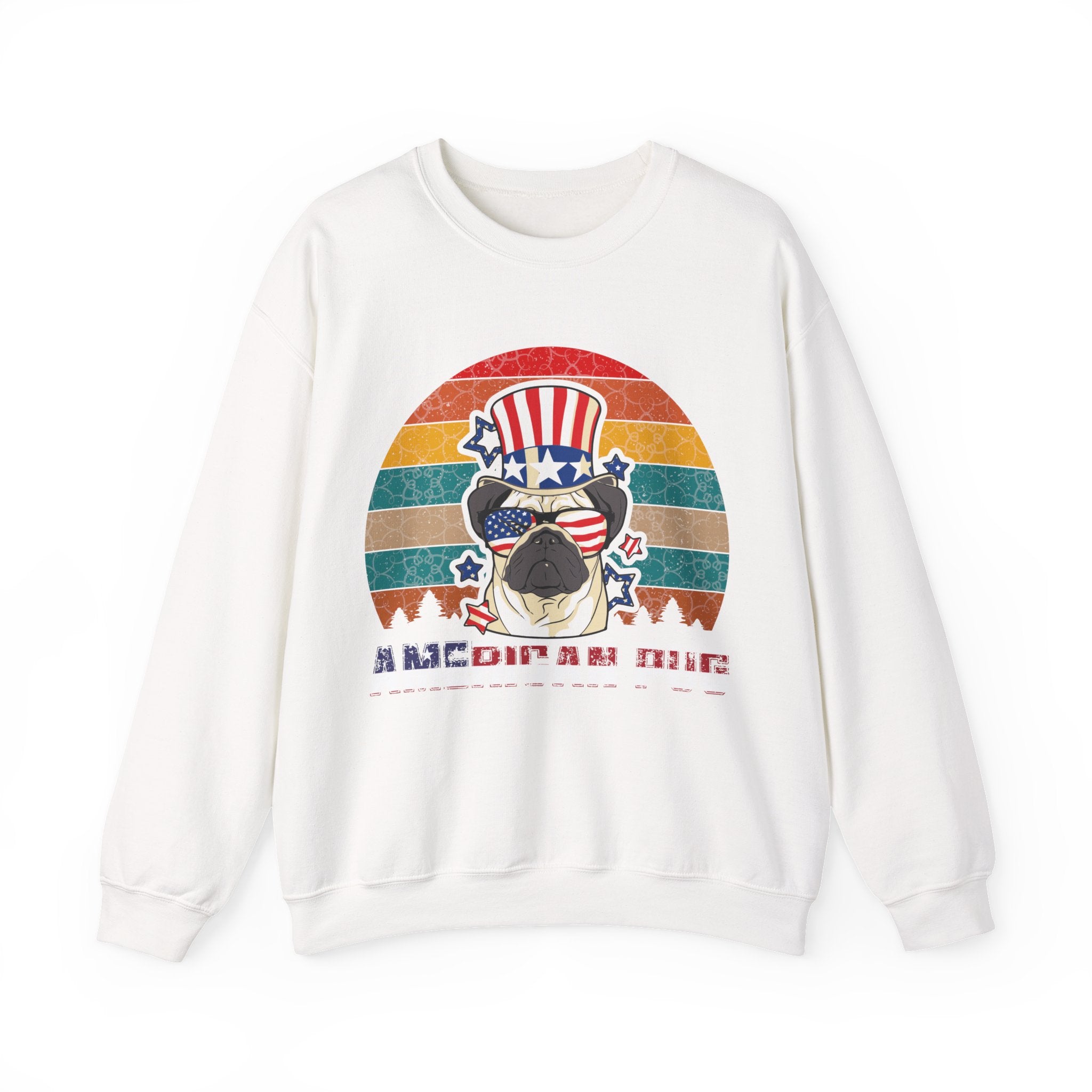 American White Pug Dog | Crewneck Sweatshirt