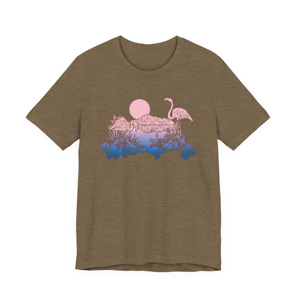 Flamingos in Sunset | Tee