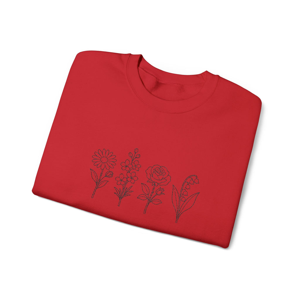 Floral Line Art Crewneck Sweatshirt