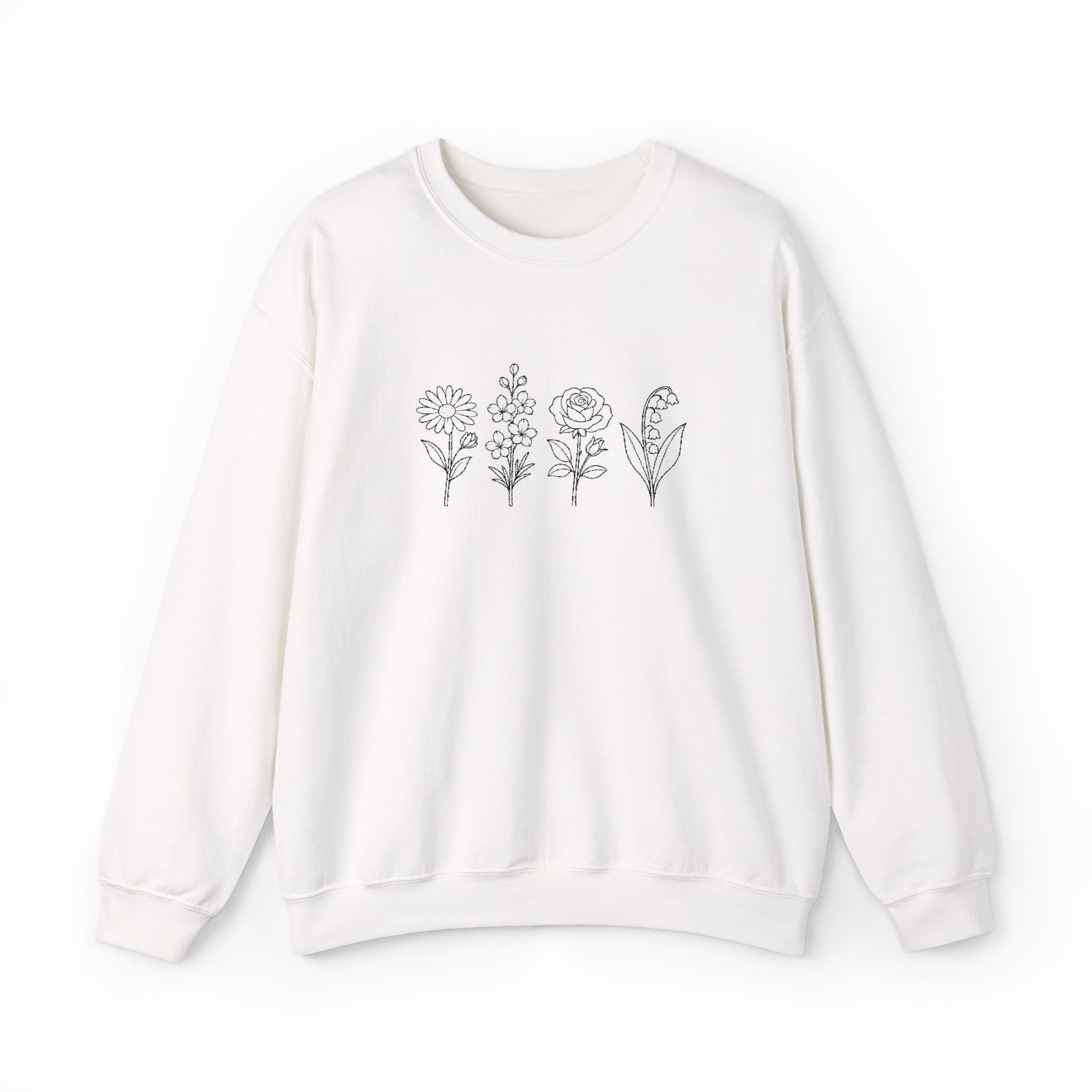 Floral Line Art Crewneck Sweatshirt