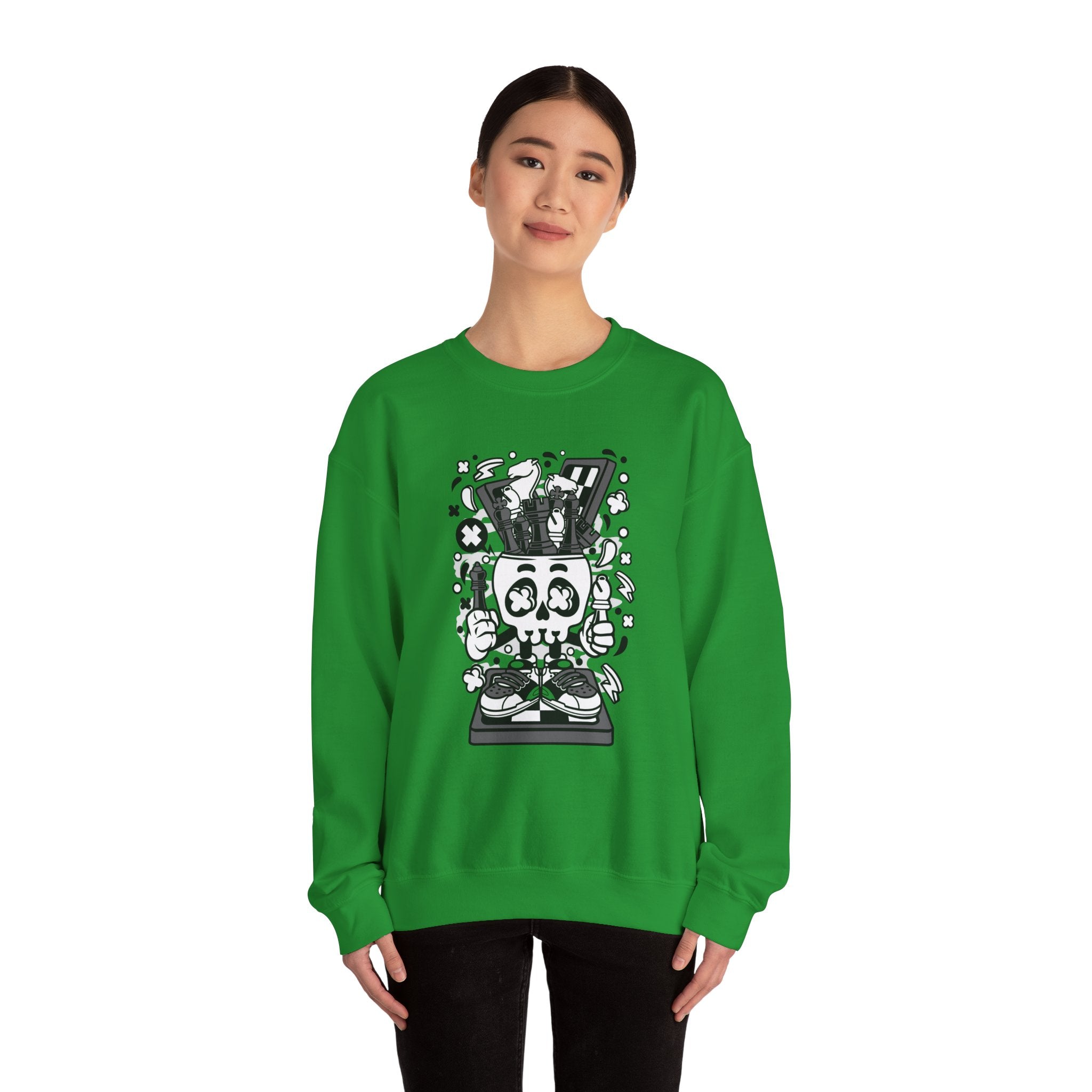 Chess Skull Head | Crewneck Sweatshirt