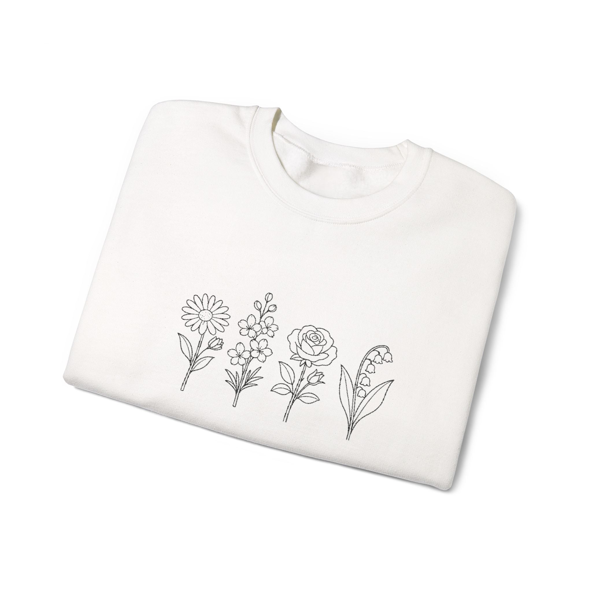 Floral Line Art Crewneck Sweatshirt