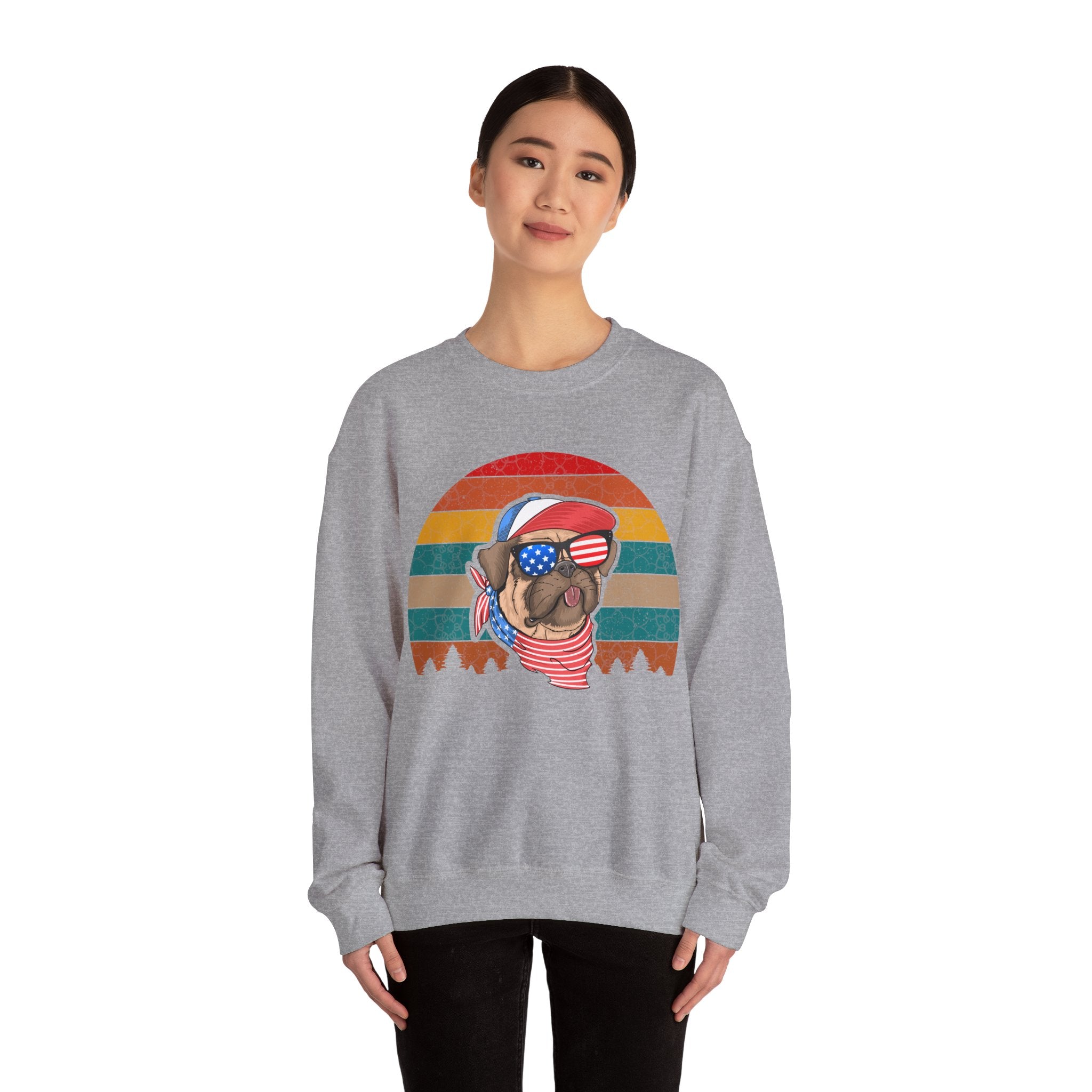 Co American Pug With Trees | Crewneck Sweatshirt