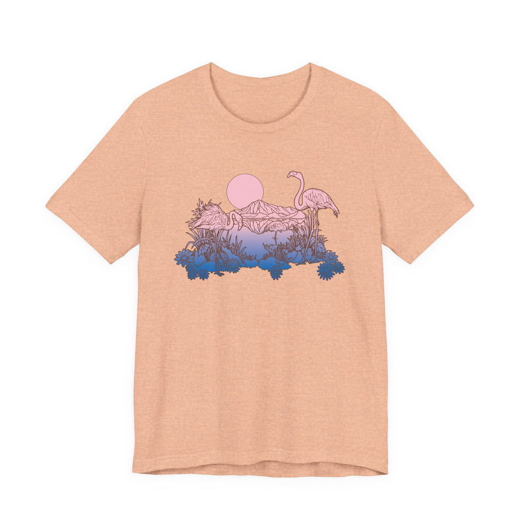 Flamingos in Sunset | Tee