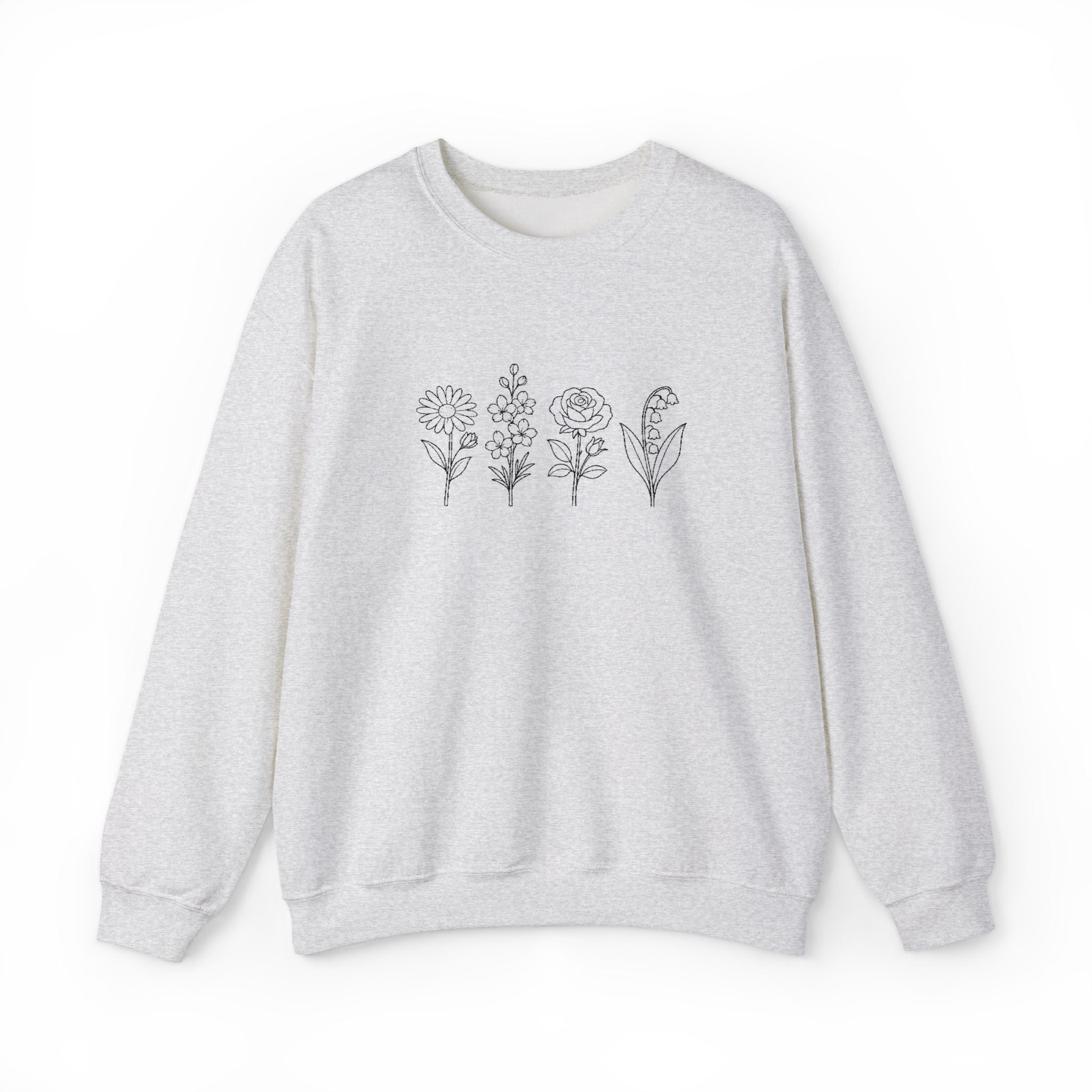Floral Line Art Crewneck Sweatshirt