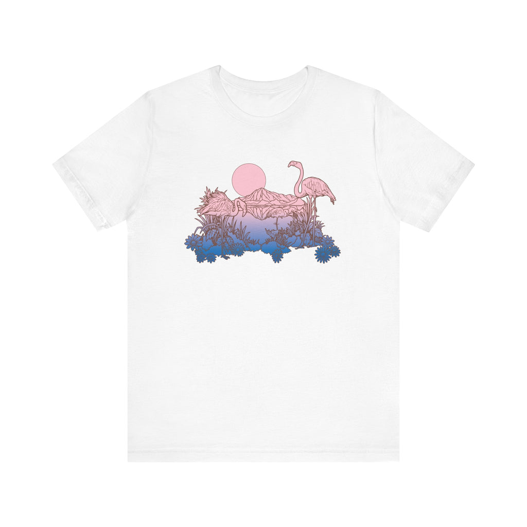 Flamingos in Sunset | Tee