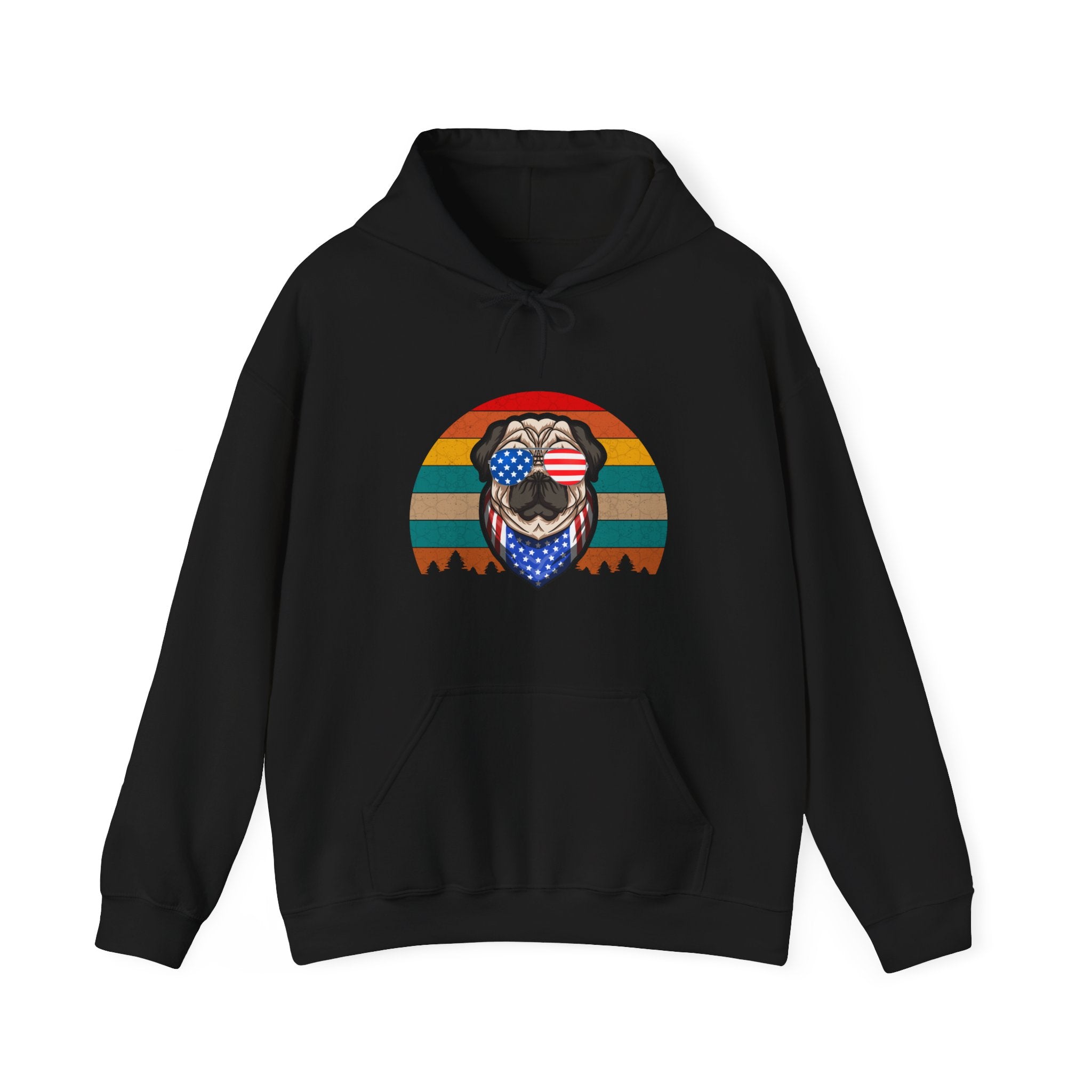 Pug With Trees 4th of July | Hoodie