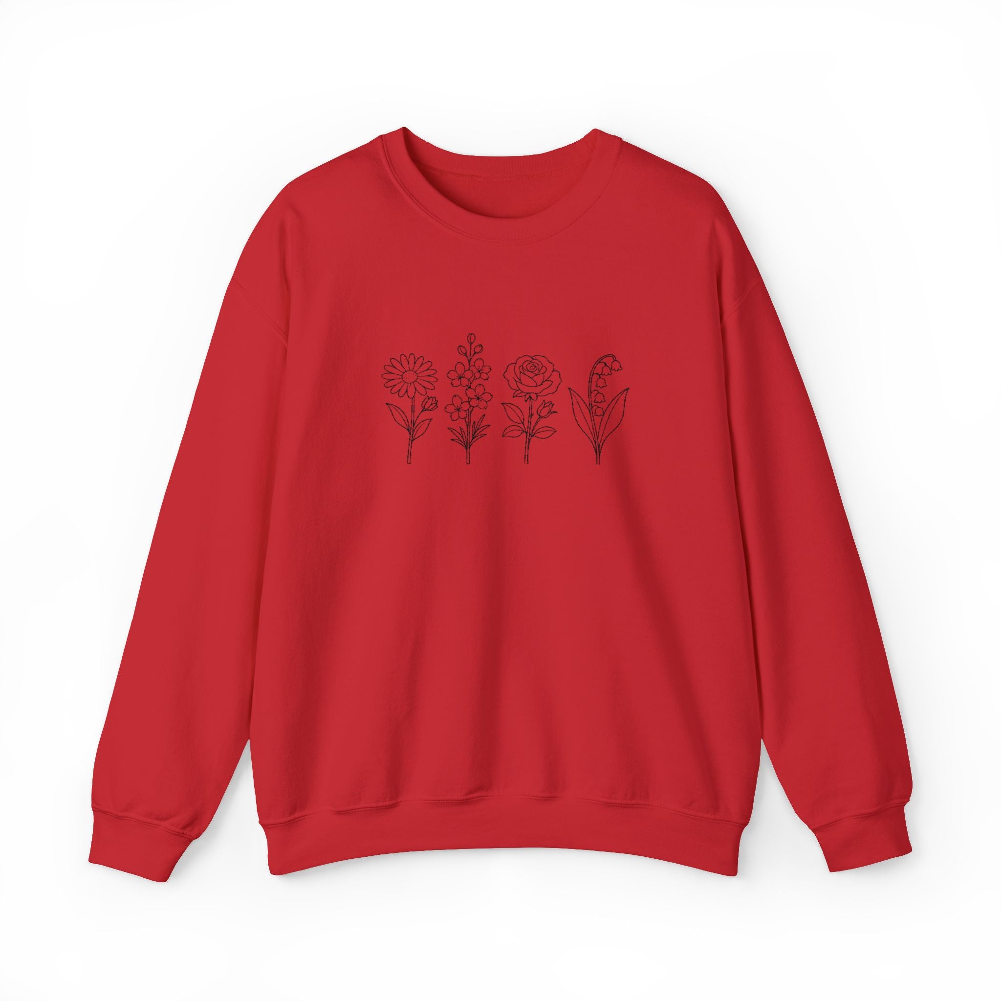 Floral Line Art Crewneck Sweatshirt