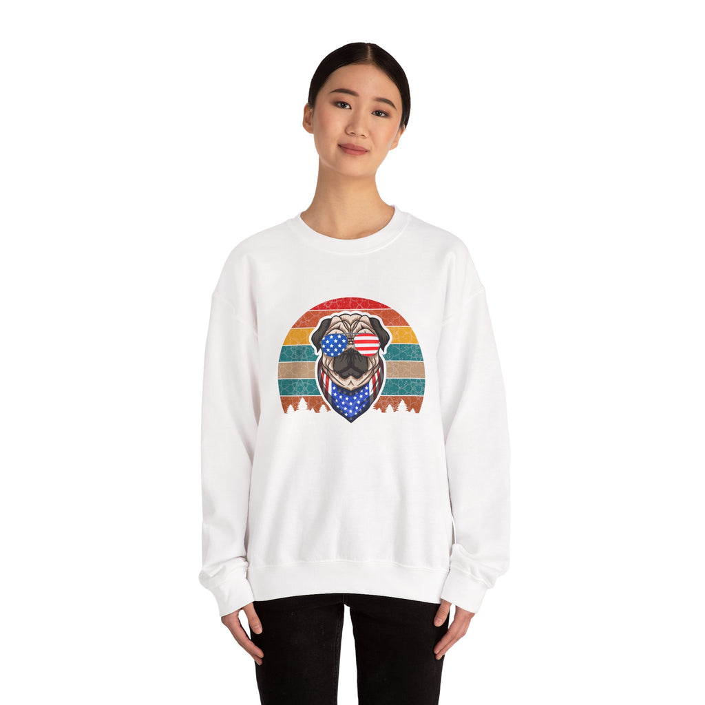 Pug With Trees 4th of July | Crewneck Sweatshirt