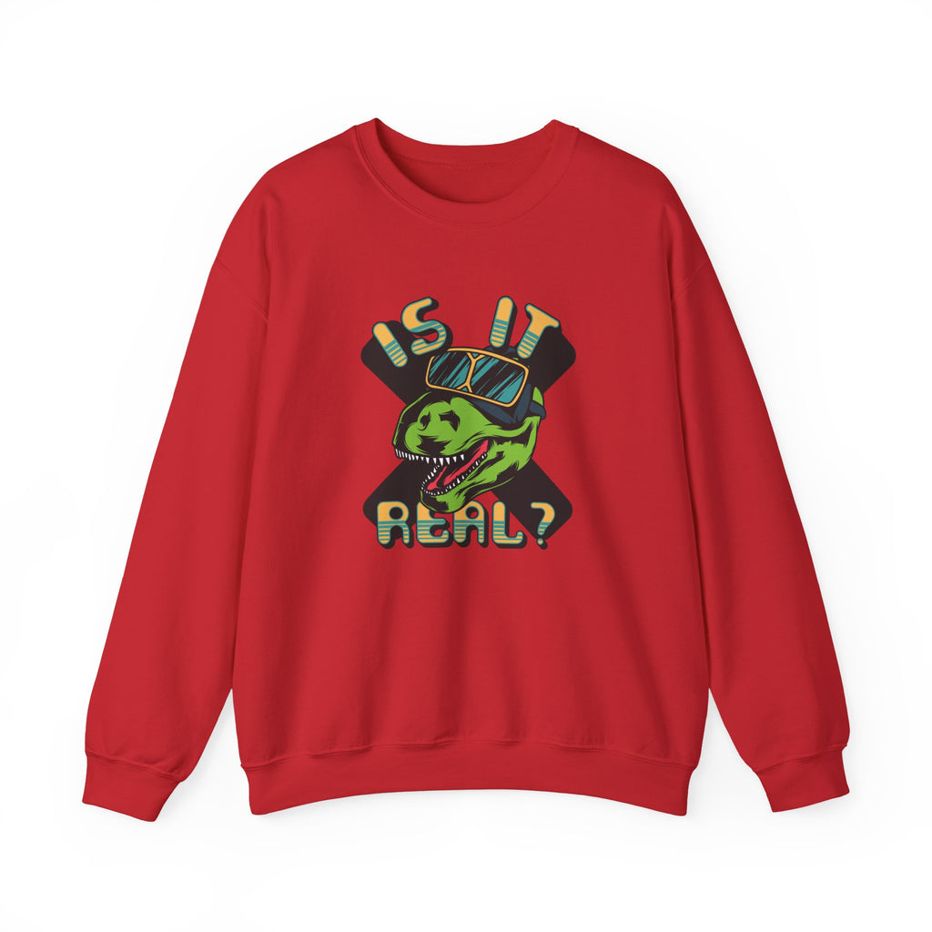 Is It Real? T-Rex in AR Headset | Crewneck Sweatshirt