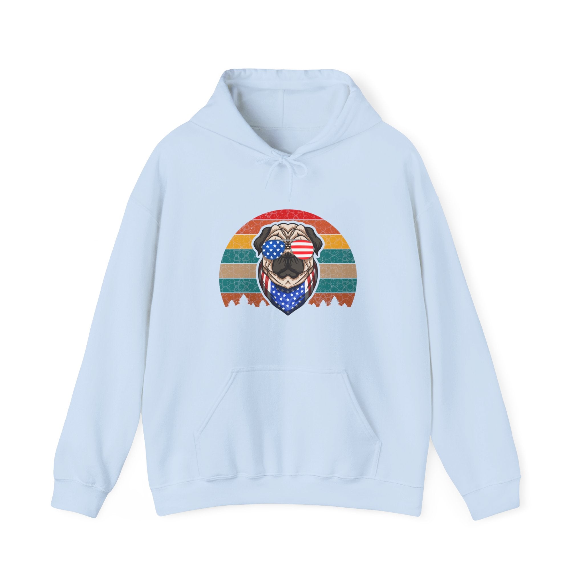 Pug With Trees 4th of July | Hoodie