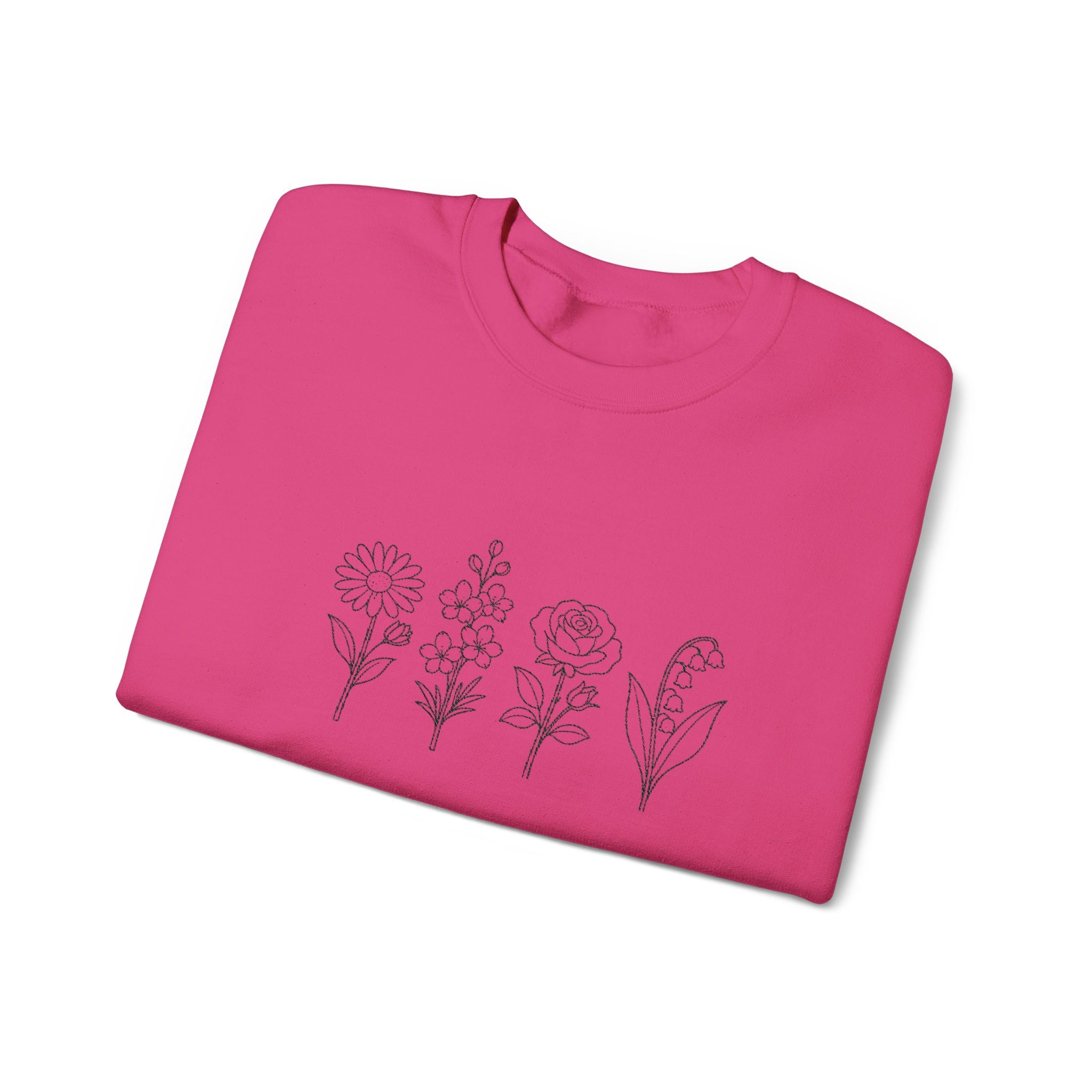 Floral Line Art Crewneck Sweatshirt