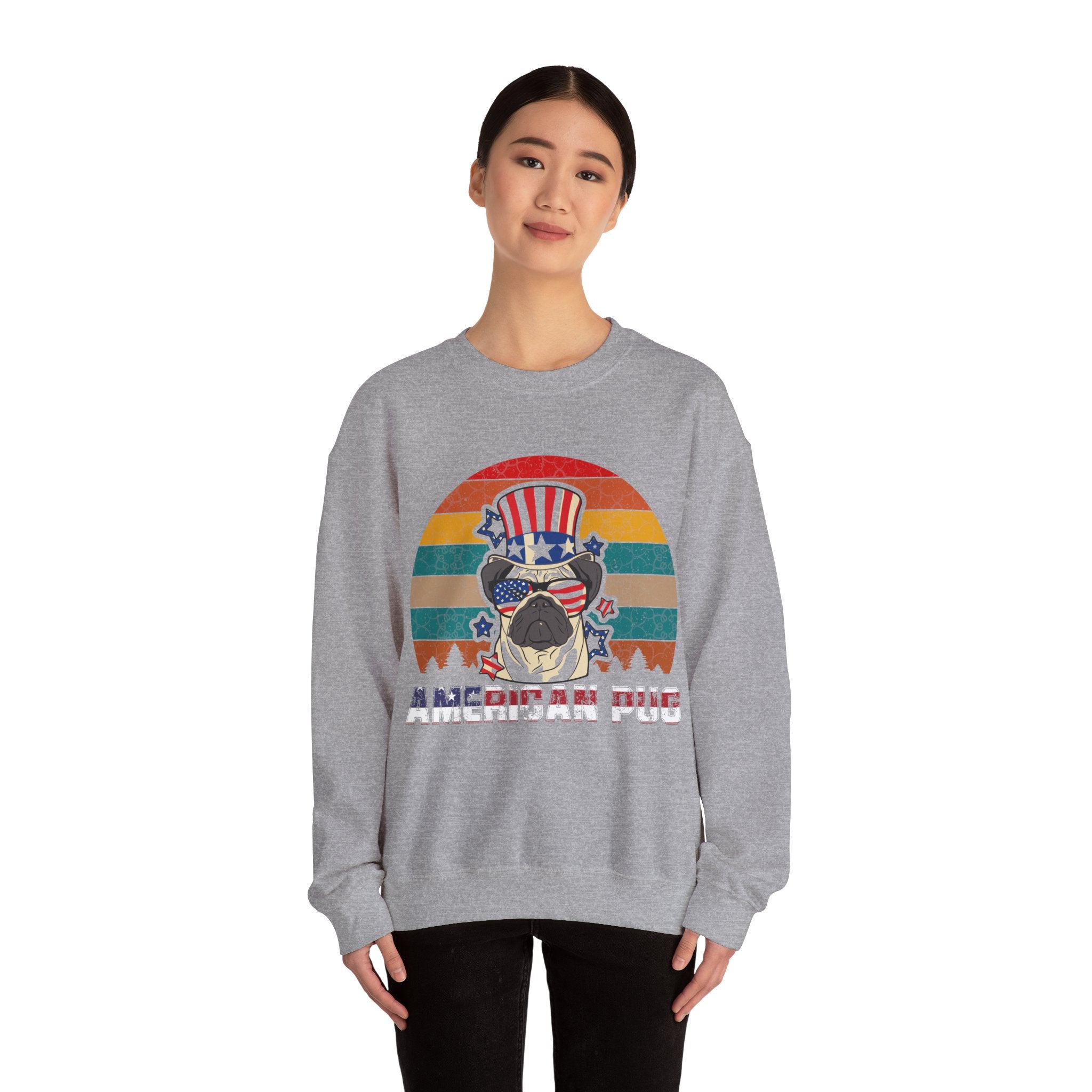 American White Pug Dog | Crewneck Sweatshirt