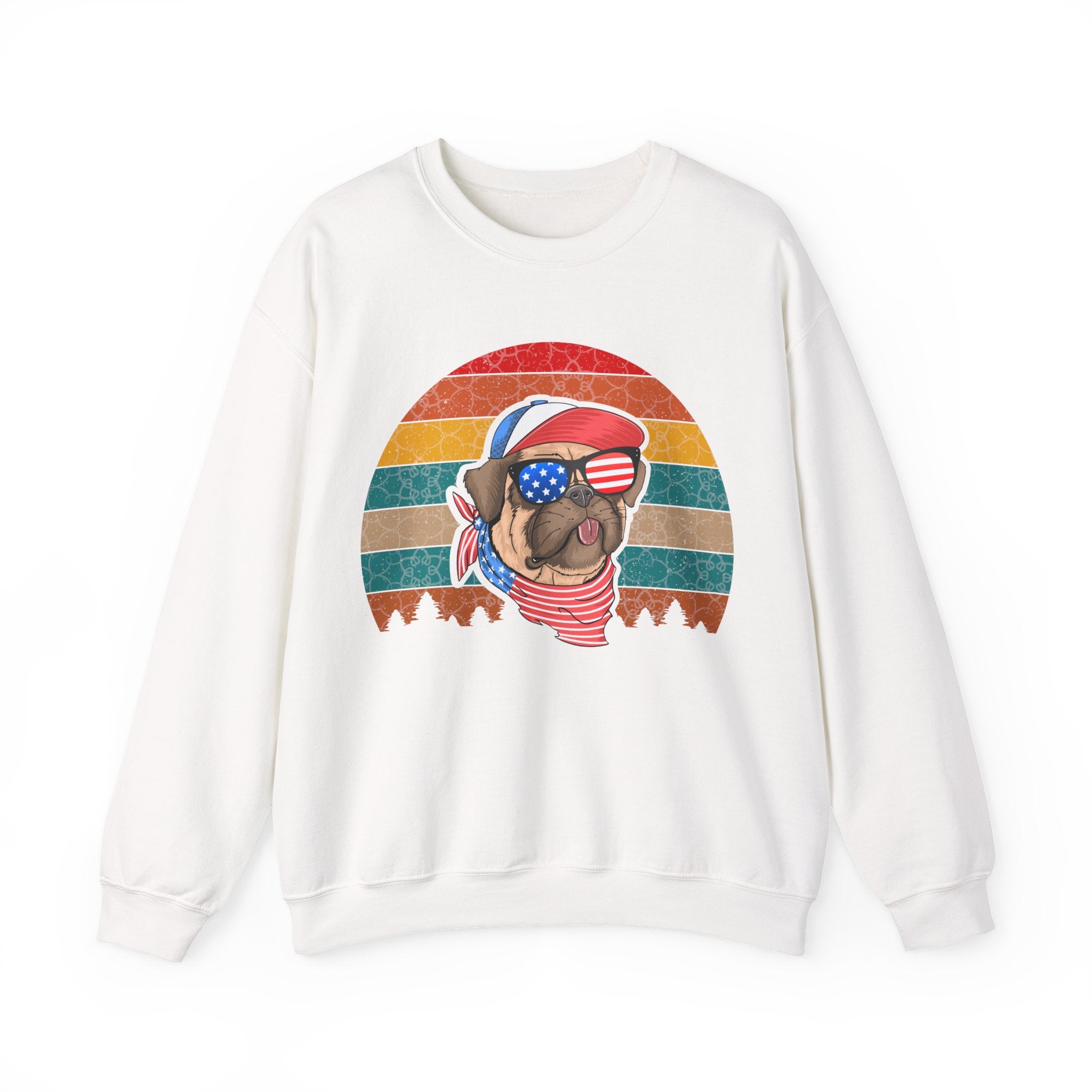 Co American Pug With Trees | Crewneck Sweatshirt