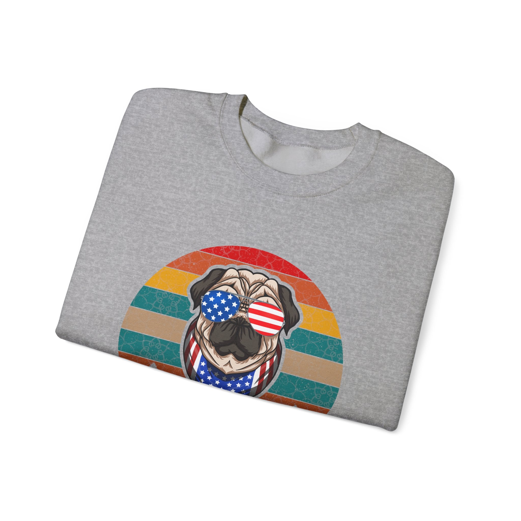 Pug With Trees 4th of July | Crewneck Sweatshirt